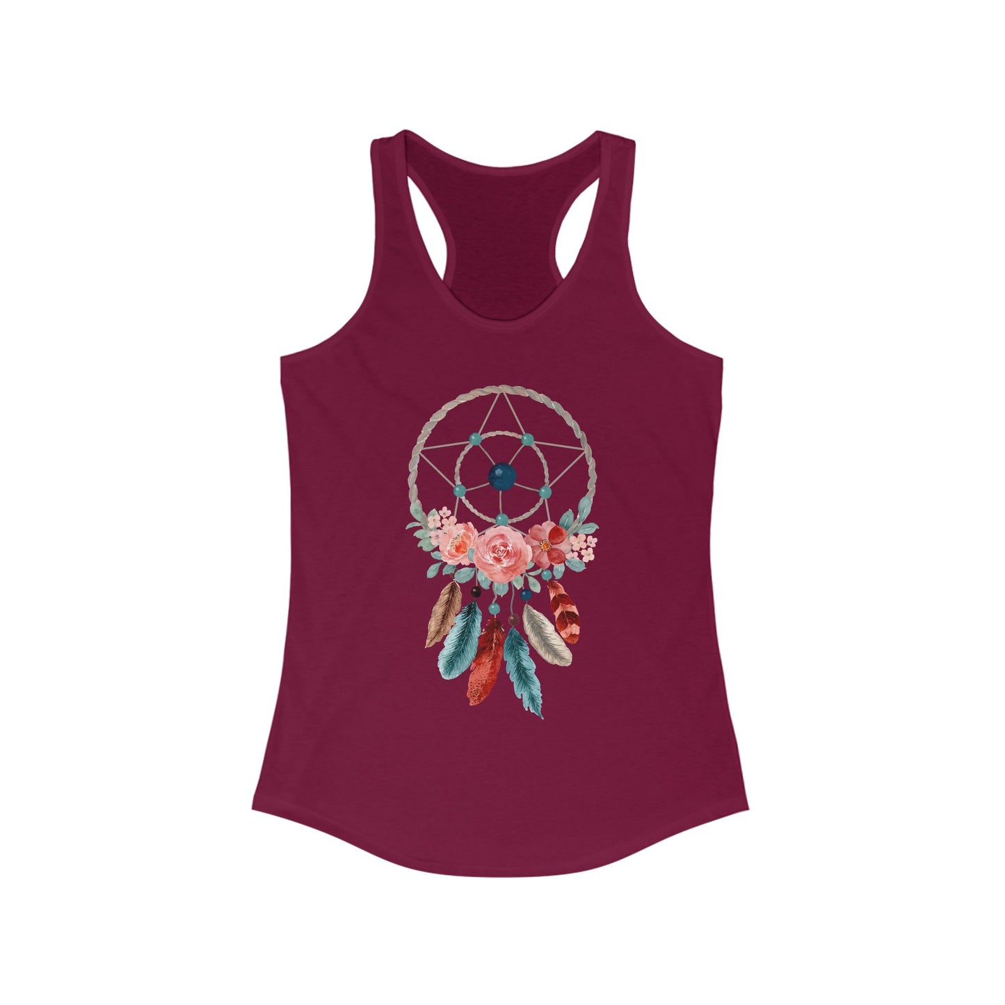 Dreamcatcher Floral Racerback Tank - BOHO Style Women's Top for Free Spirits
