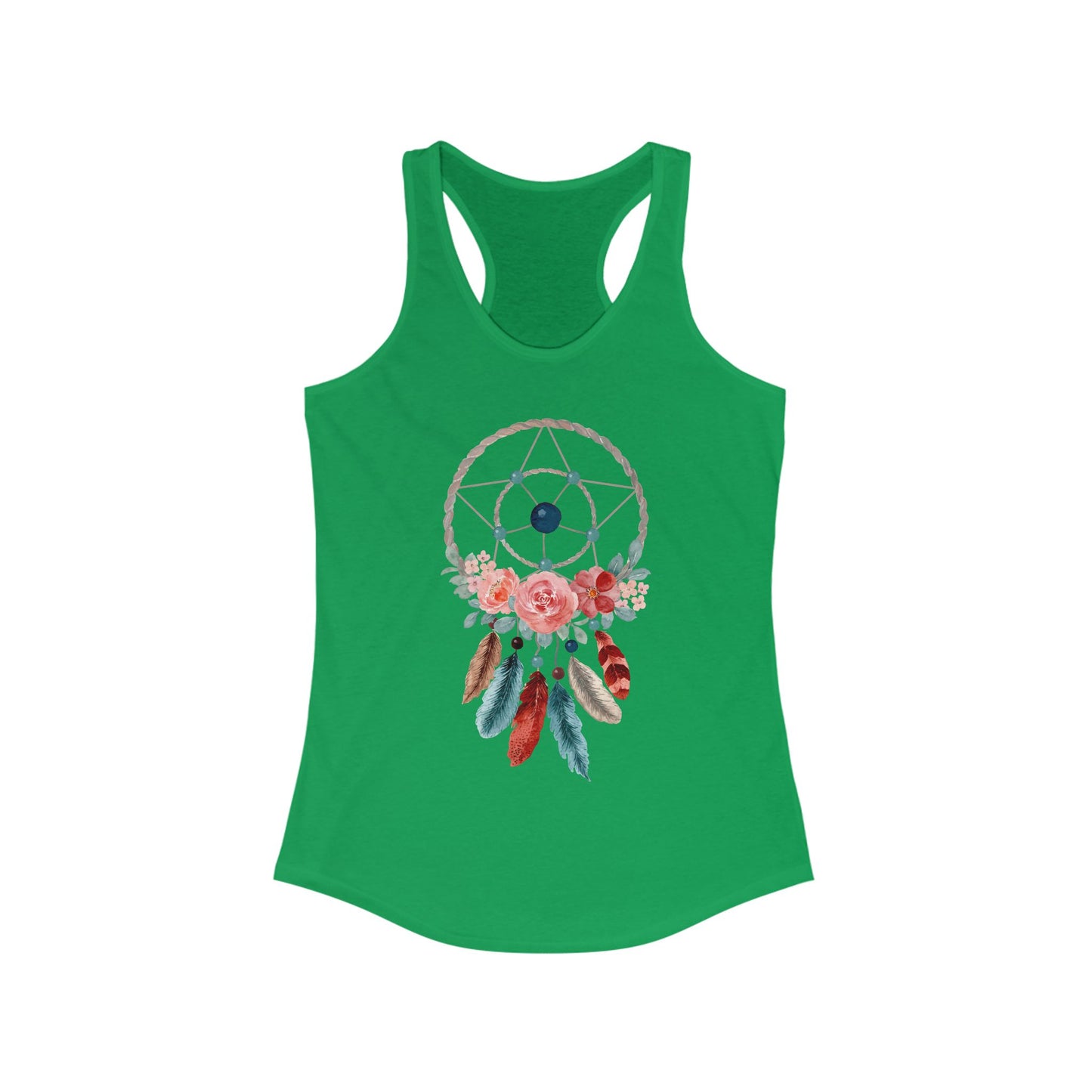 Dreamcatcher Floral Racerback Tank - BOHO Style Women's Top for Free Spirits