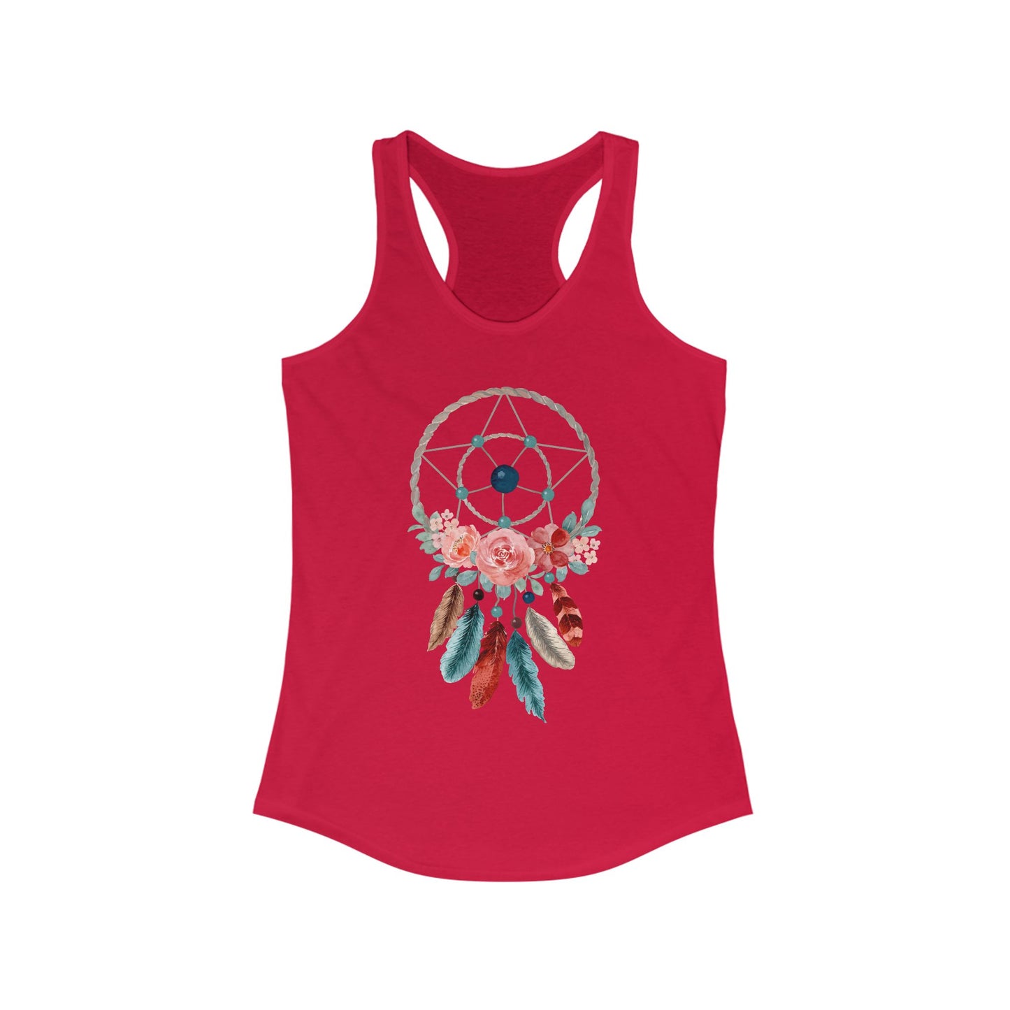 Dreamcatcher Floral Racerback Tank - BOHO Style Women's Top for Free Spirits