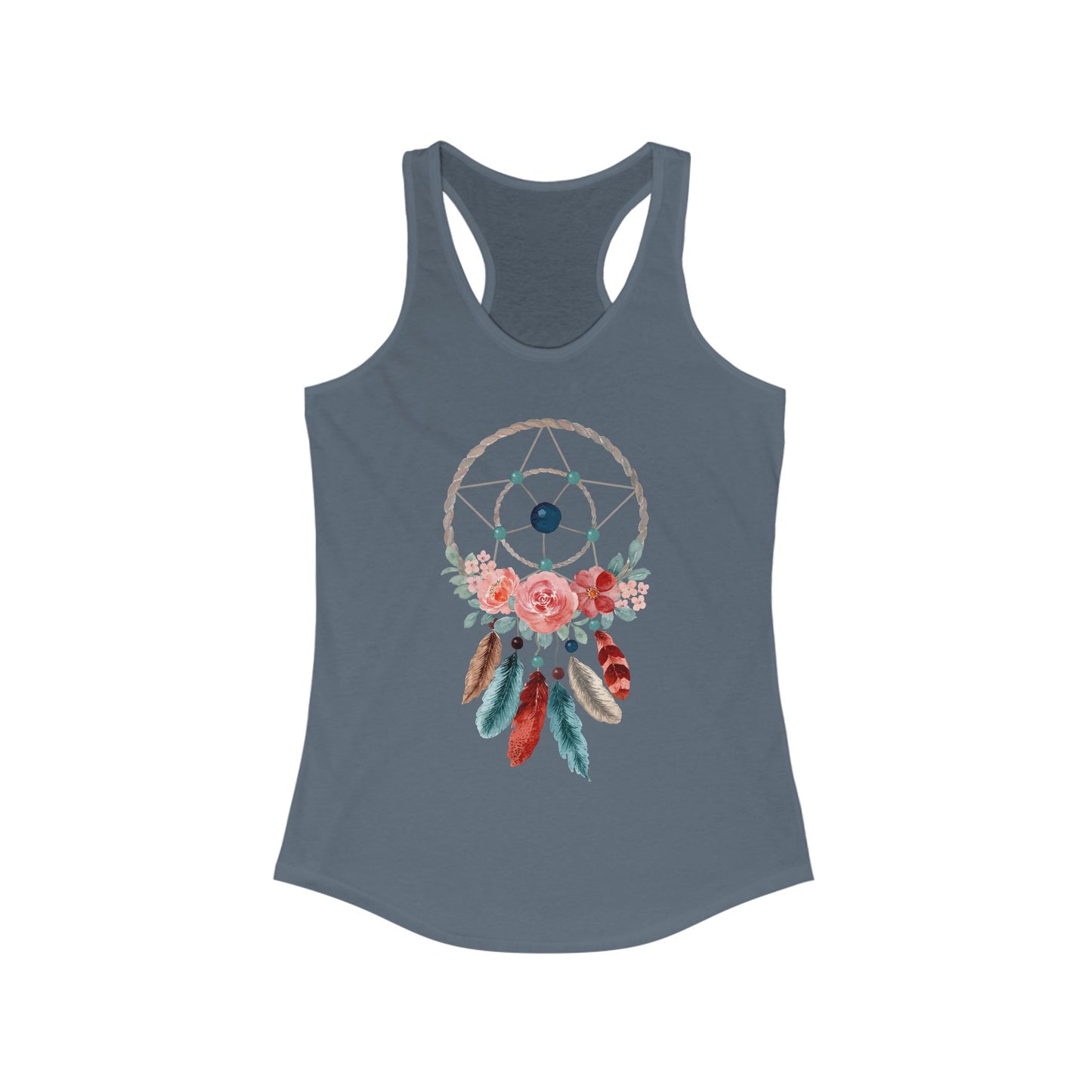 Dreamcatcher Floral Racerback Tank - BOHO Style Women's Top for Free Spirits