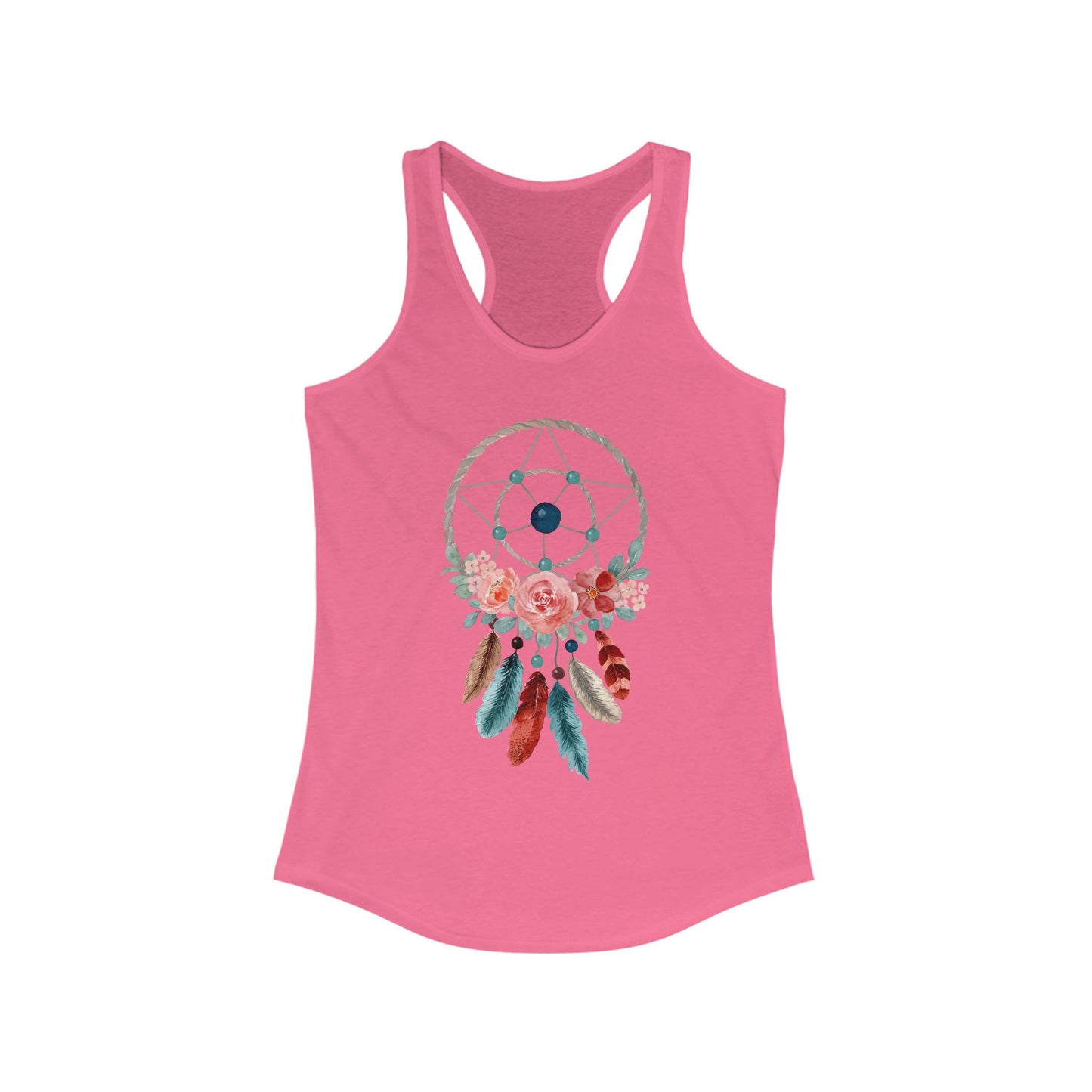 Dreamcatcher Floral Racerback Tank - BOHO Style Women's Top for Free Spirits
