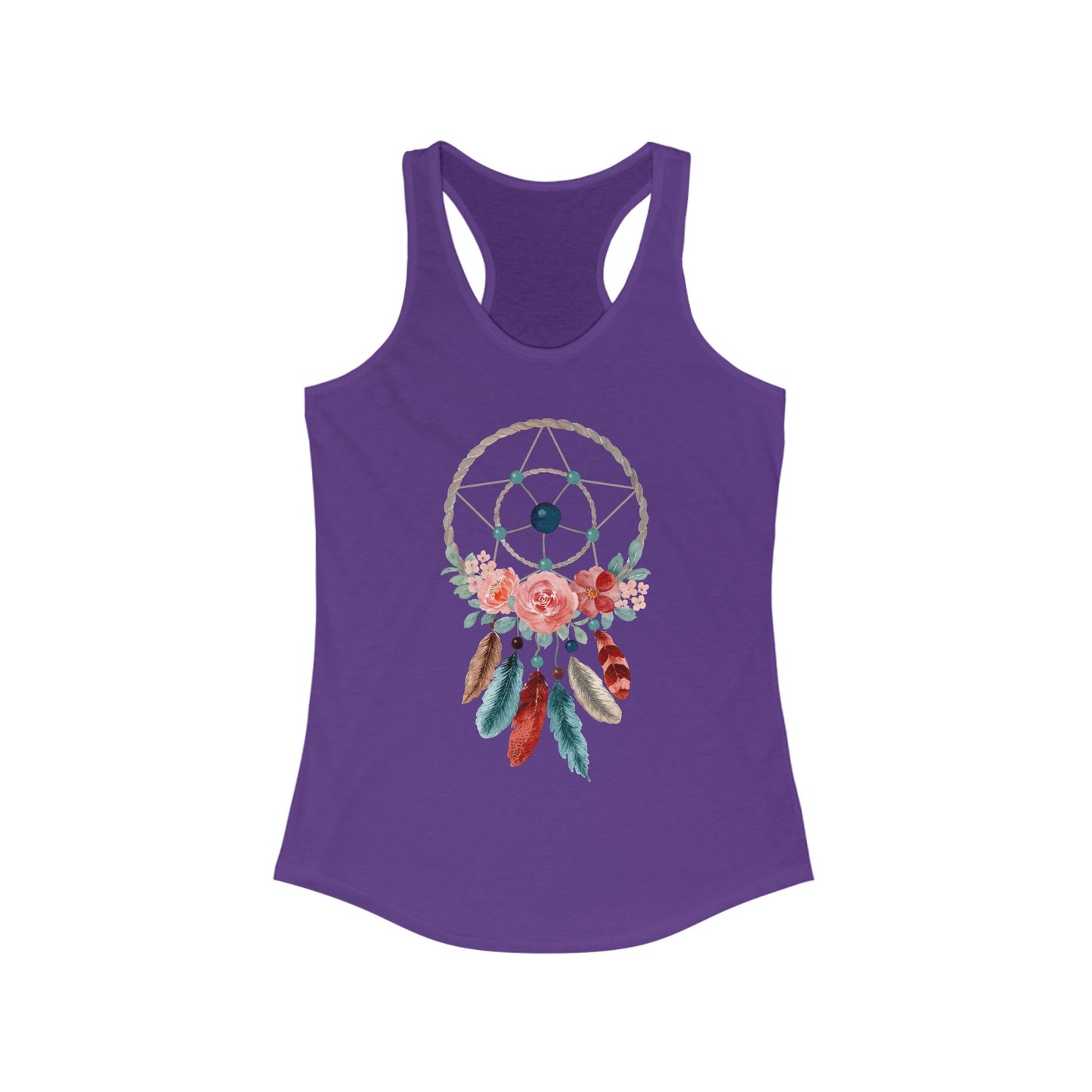 Dreamcatcher Floral Racerback Tank - BOHO Style Women's Top for Free Spirits