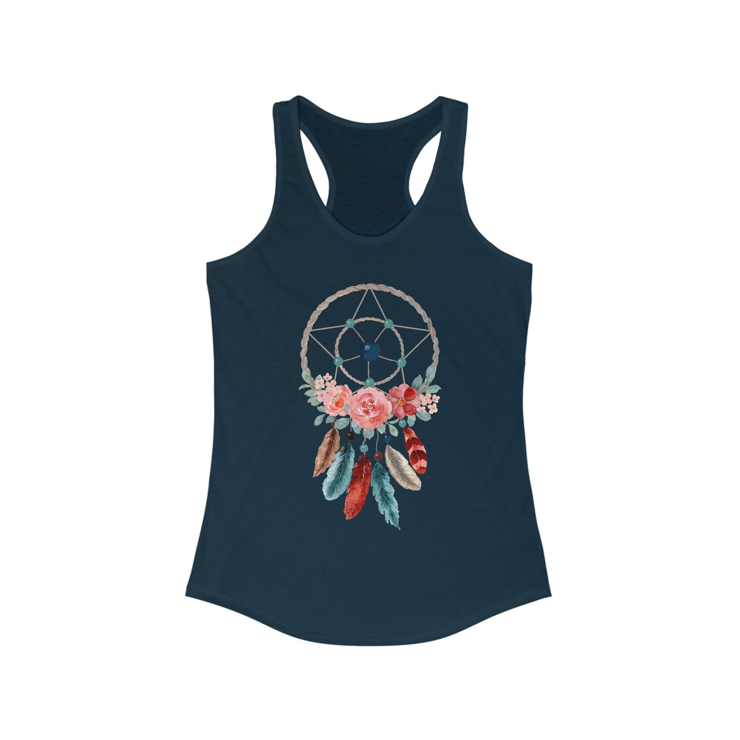 Dreamcatcher Floral Racerback Tank - BOHO Style Women's Top for Free Spirits