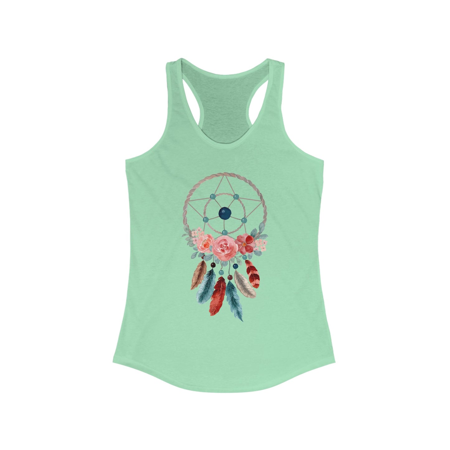 Dreamcatcher Floral Racerback Tank - BOHO Style Women's Top for Free Spirits