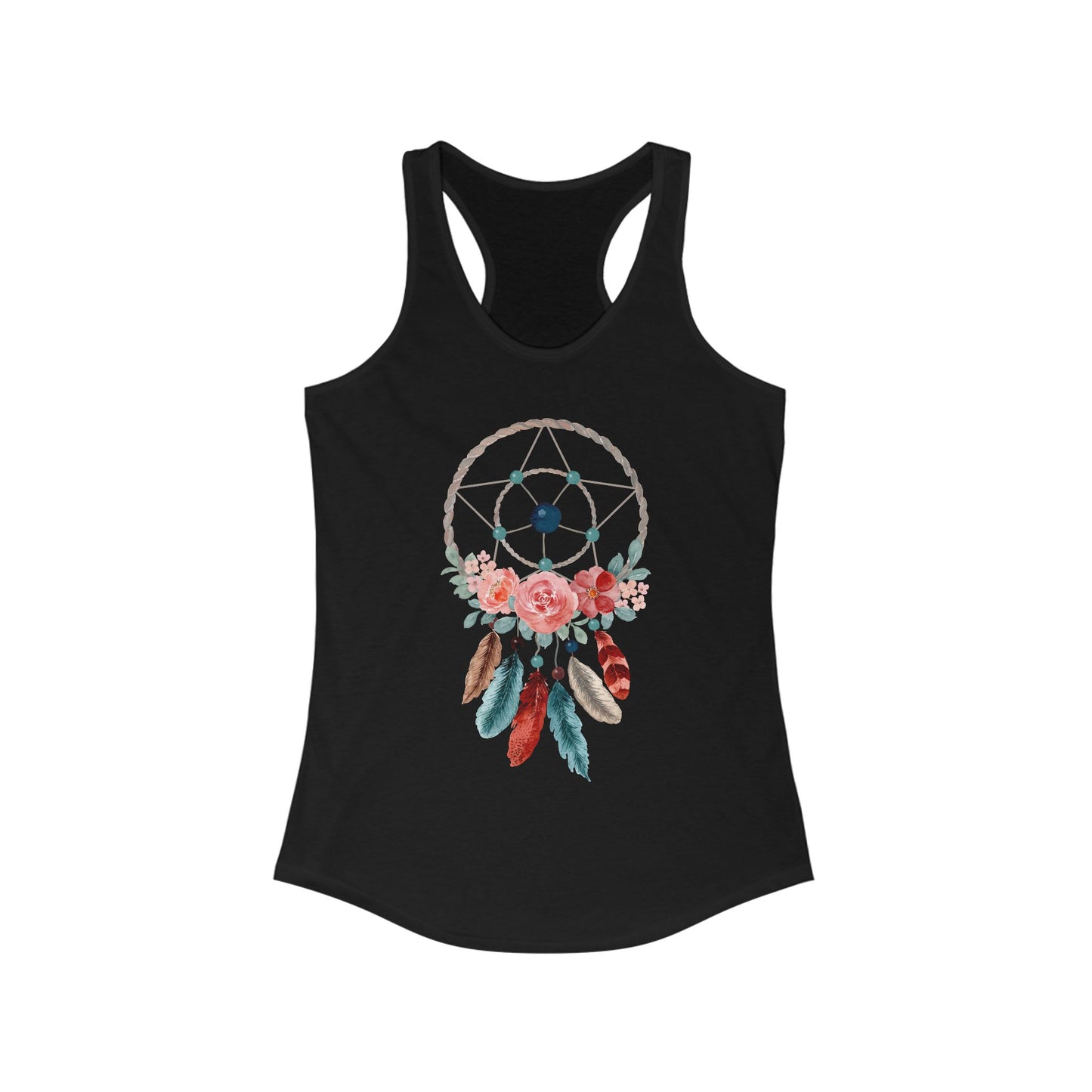 Dreamcatcher Floral Racerback Tank - BOHO Style Women's Top for Free Spirits