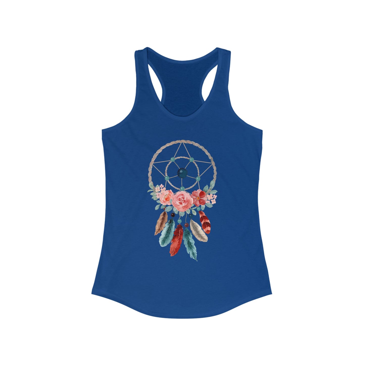 Dreamcatcher Floral Racerback Tank - BOHO Style Women's Top for Free Spirits