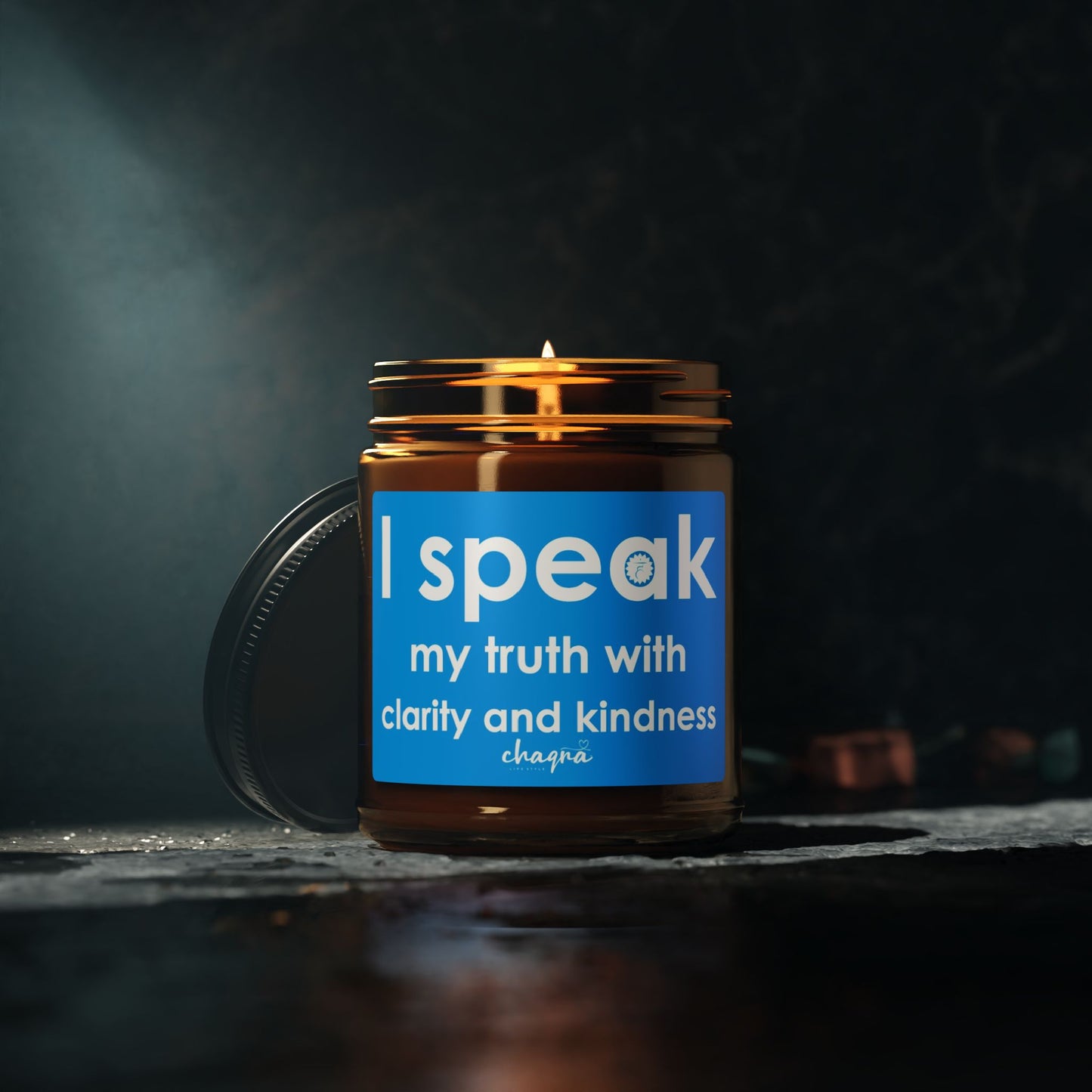 THROAT CHAQRA Affirmation Candle 9oz. - "I speak my truth with clarity and kindness" - Scented Soy Candle