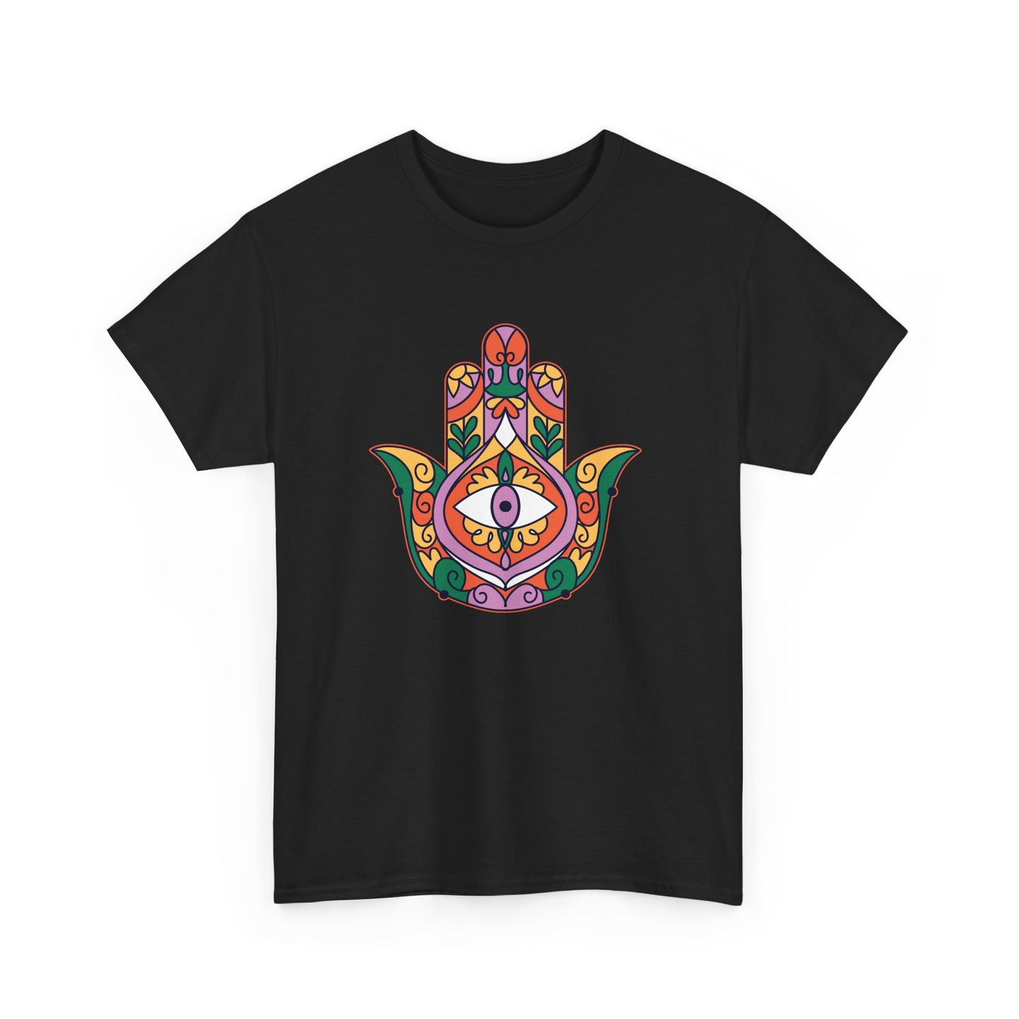 Guardian Spirit Heavy Cotton Tee - Hamsa Hand with Eye