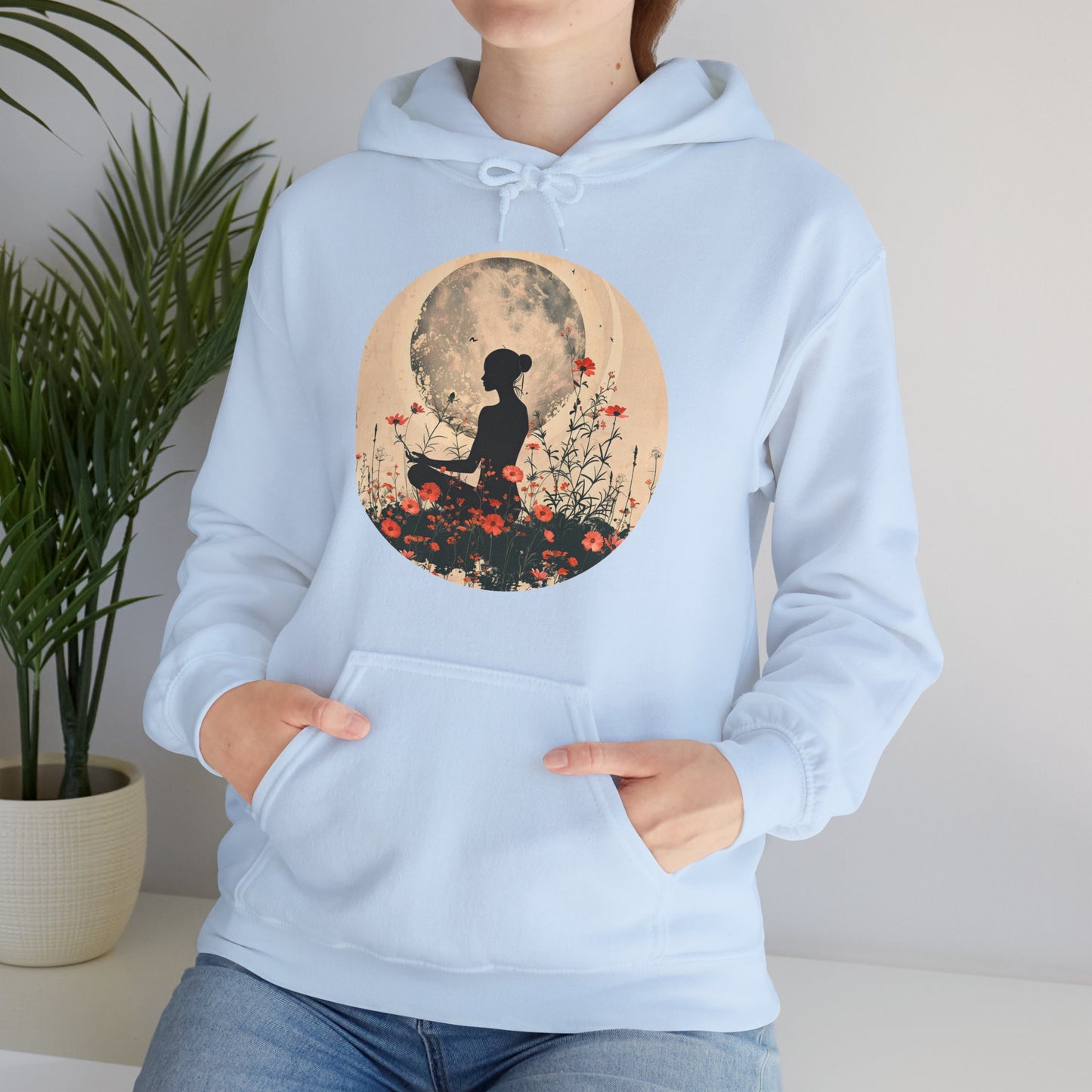 🌕Moonlit Meditation Hoodie – Divine Feminine Stillness & Strength✨🌹🧘🏾‍♀️