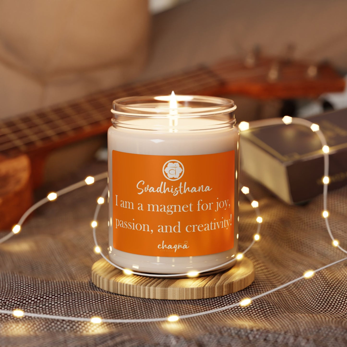 Svadhisthana CHAQRA Affirmation Candle 9oz. - "I am a magnet for joy, passion, and creativity!" - Scented Soy Candle