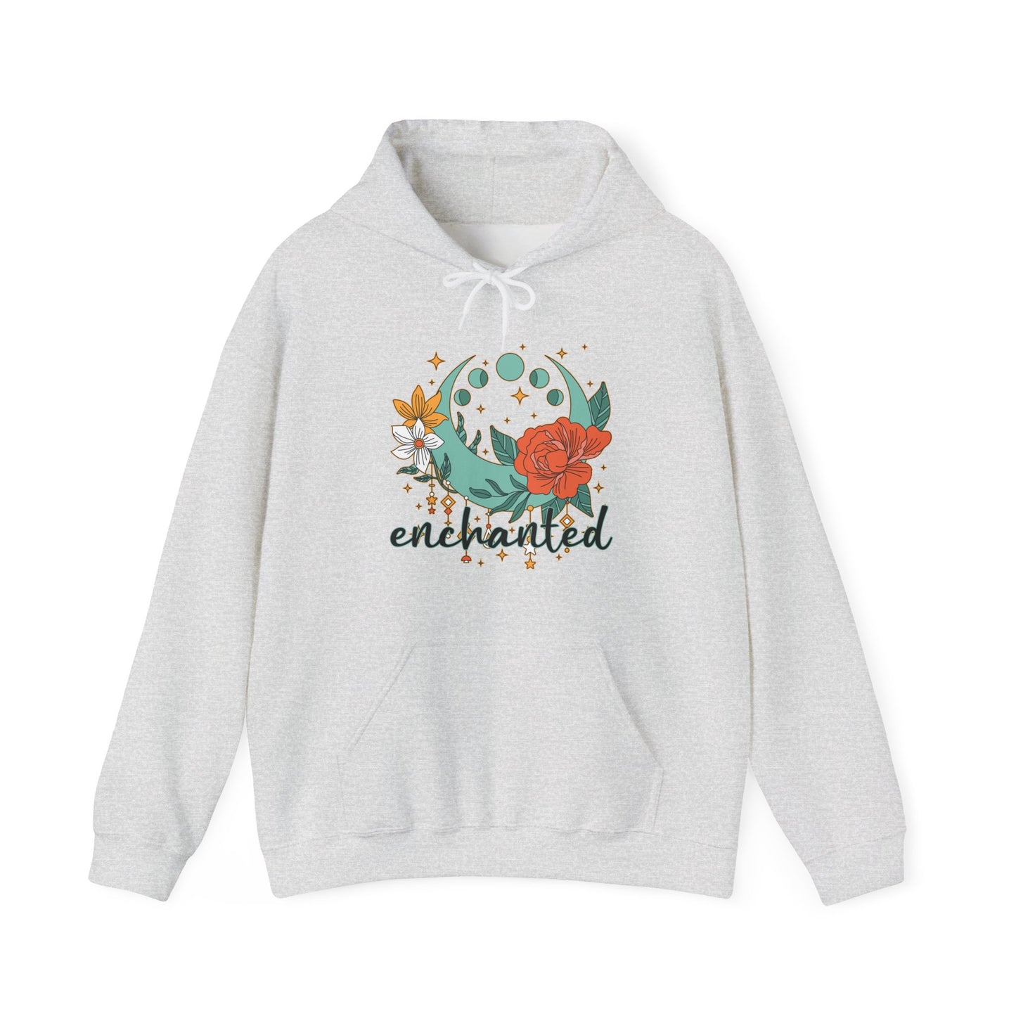 🌙Enchanted Hoodie🌸🌕 | Crescent Moon Phases & Boho Blossoms