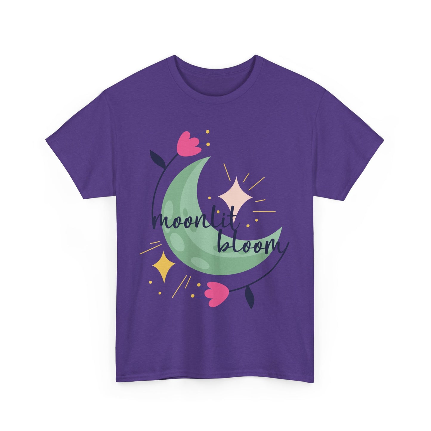 🌙Moonlit Bloom Heavy Cotton Tee - Where Magic and Growth Meet