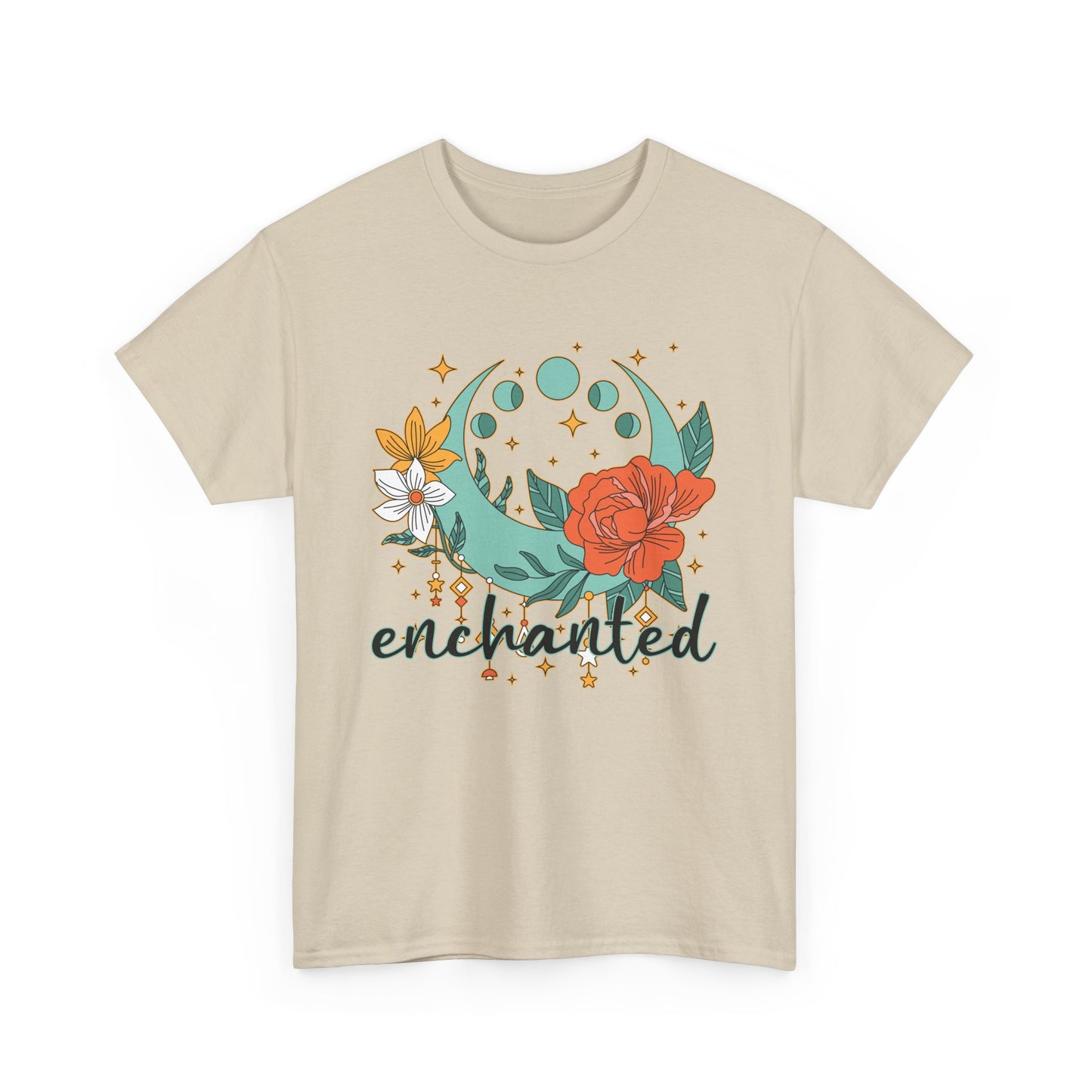 Enchanted Moon Phases Heavy Cotton Tee - Boho Magic in Motion