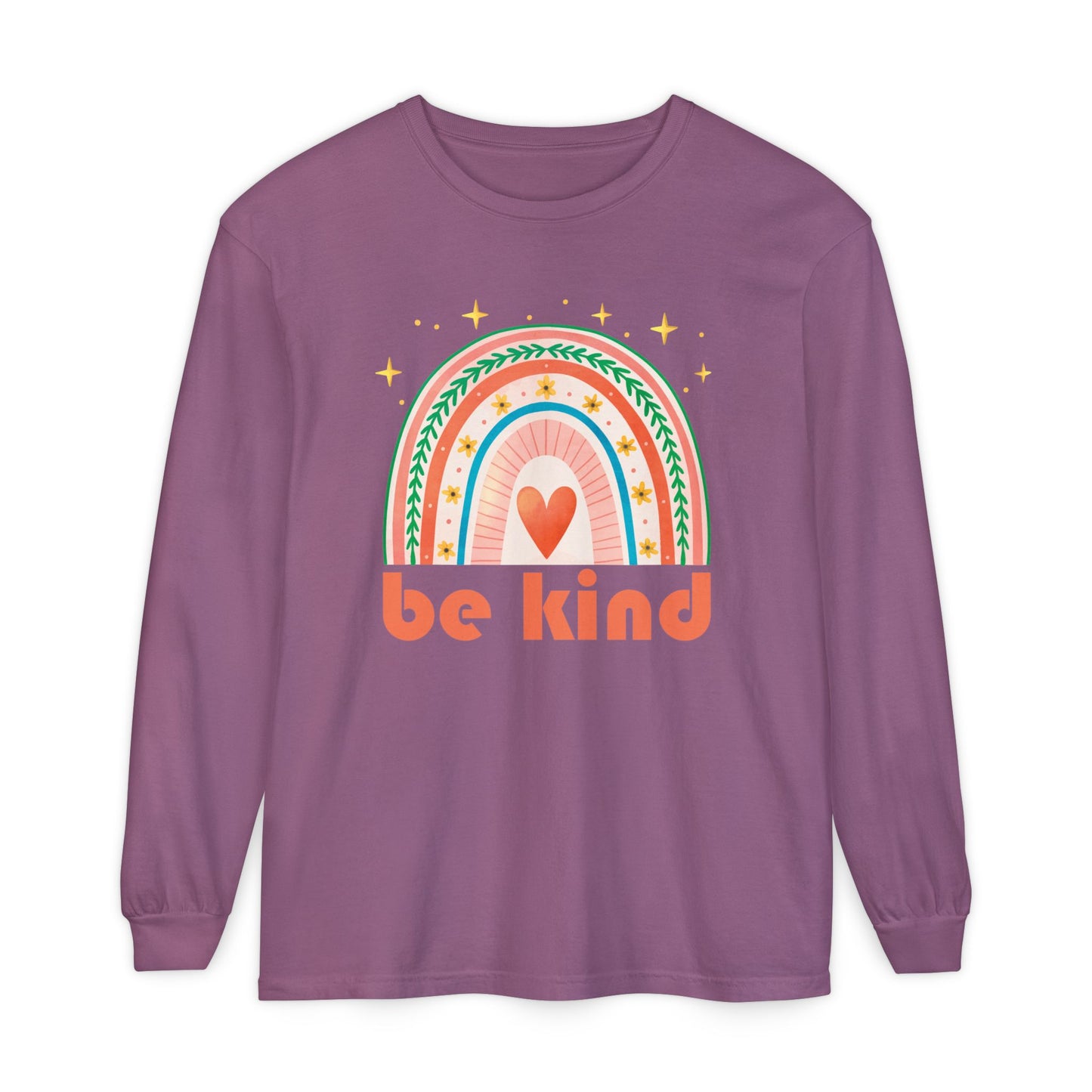 🌈Be Kind - Boho Rainbow Long Sleeve Tee