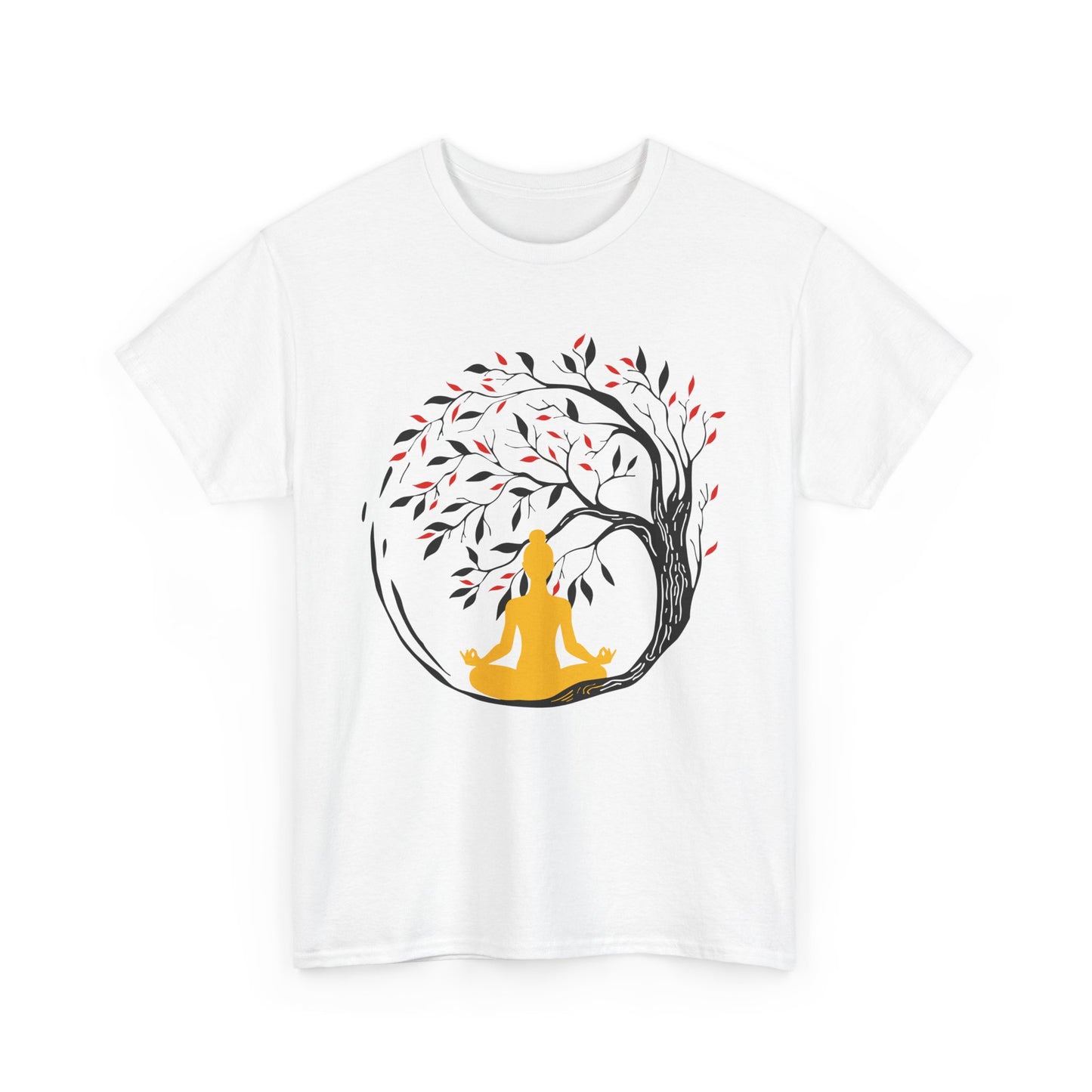 Rooted in Stillness - Meditation Tree Heavy Cotton Tee - Mindfulness Apparel