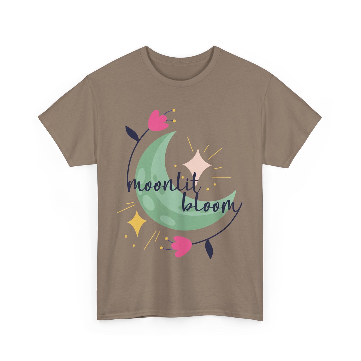 🌙Moonlit Bloom Heavy Cotton Tee - Where Magic and Growth Meet