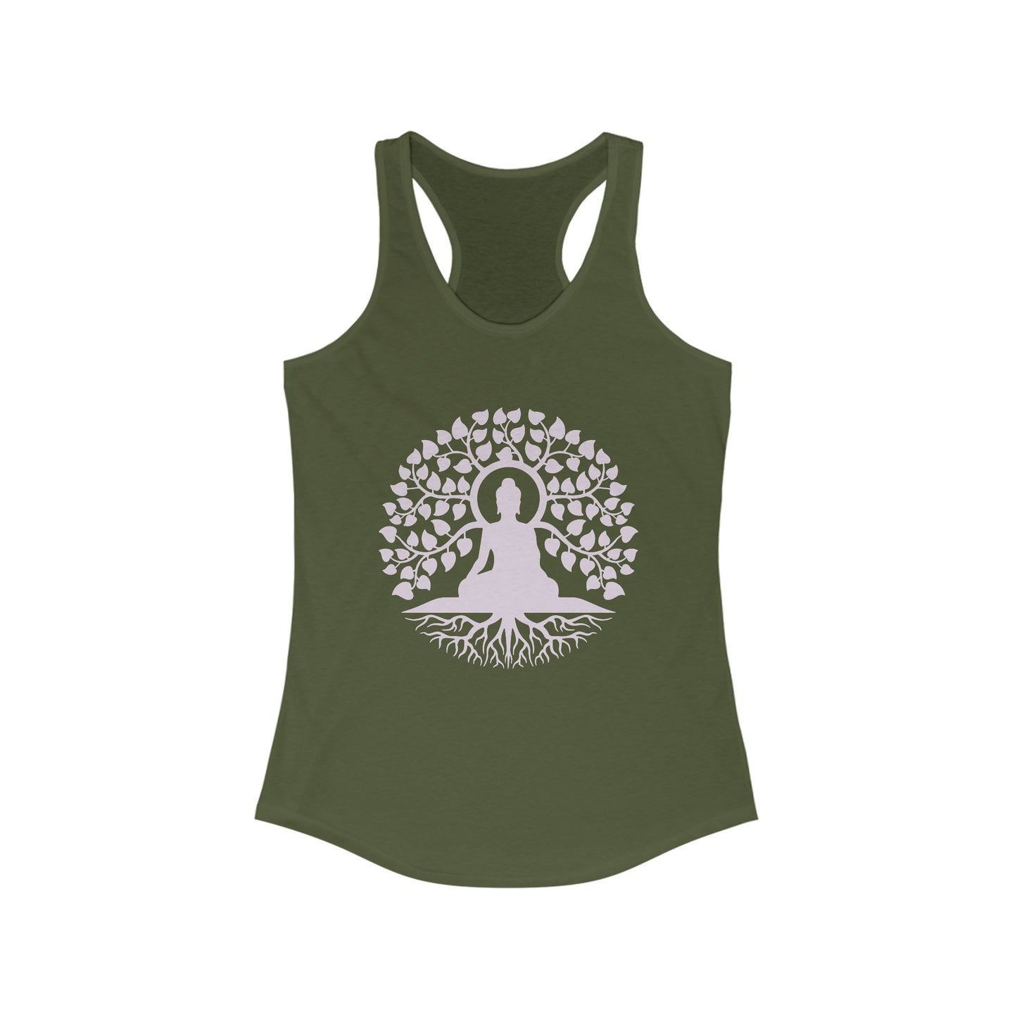 “Rooted in Presence” – Buddha & Tree of Life Racerback Tank Top