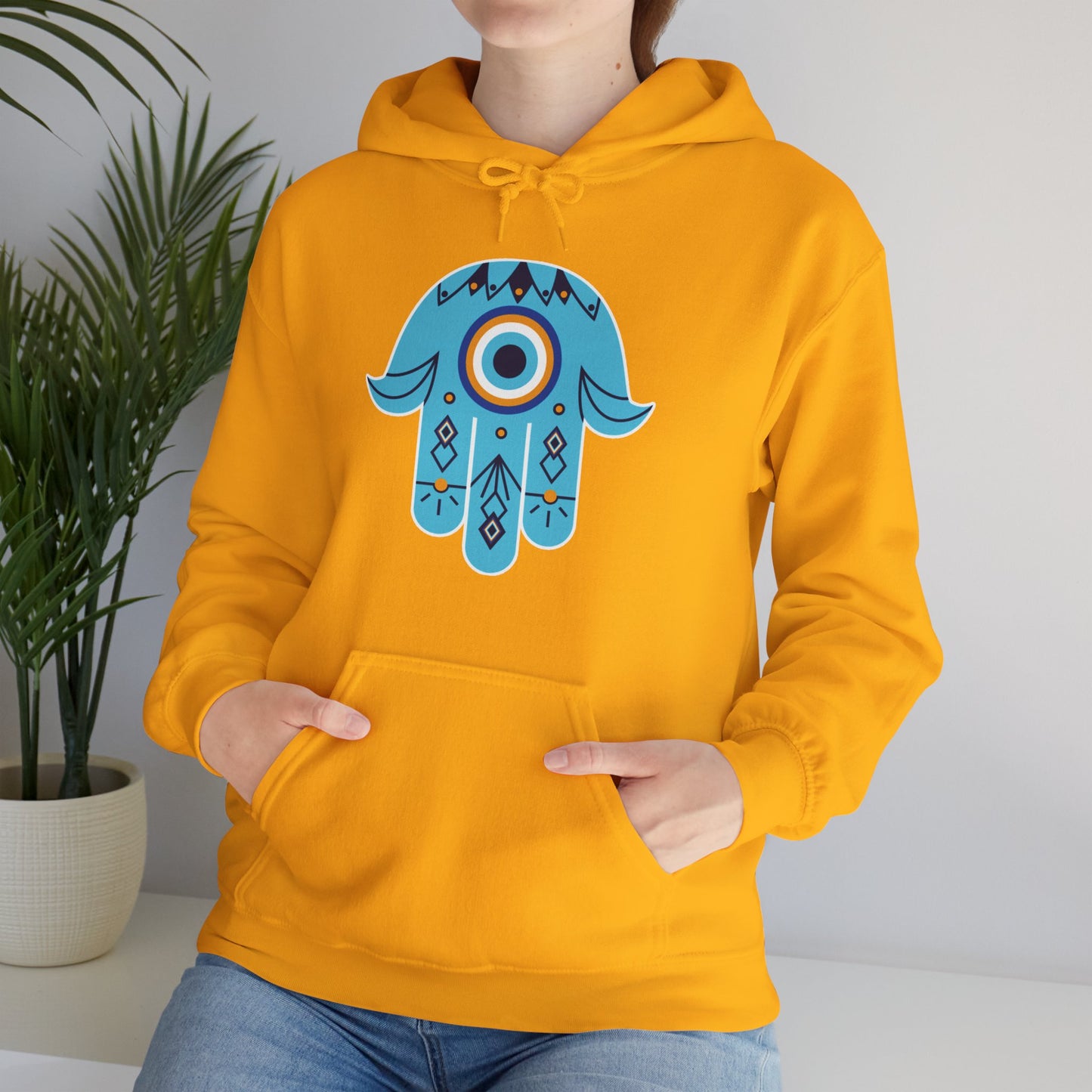 🧿Hand of Hamsa with Evil Eye Motif Protection Hoodie🧿🌙✨