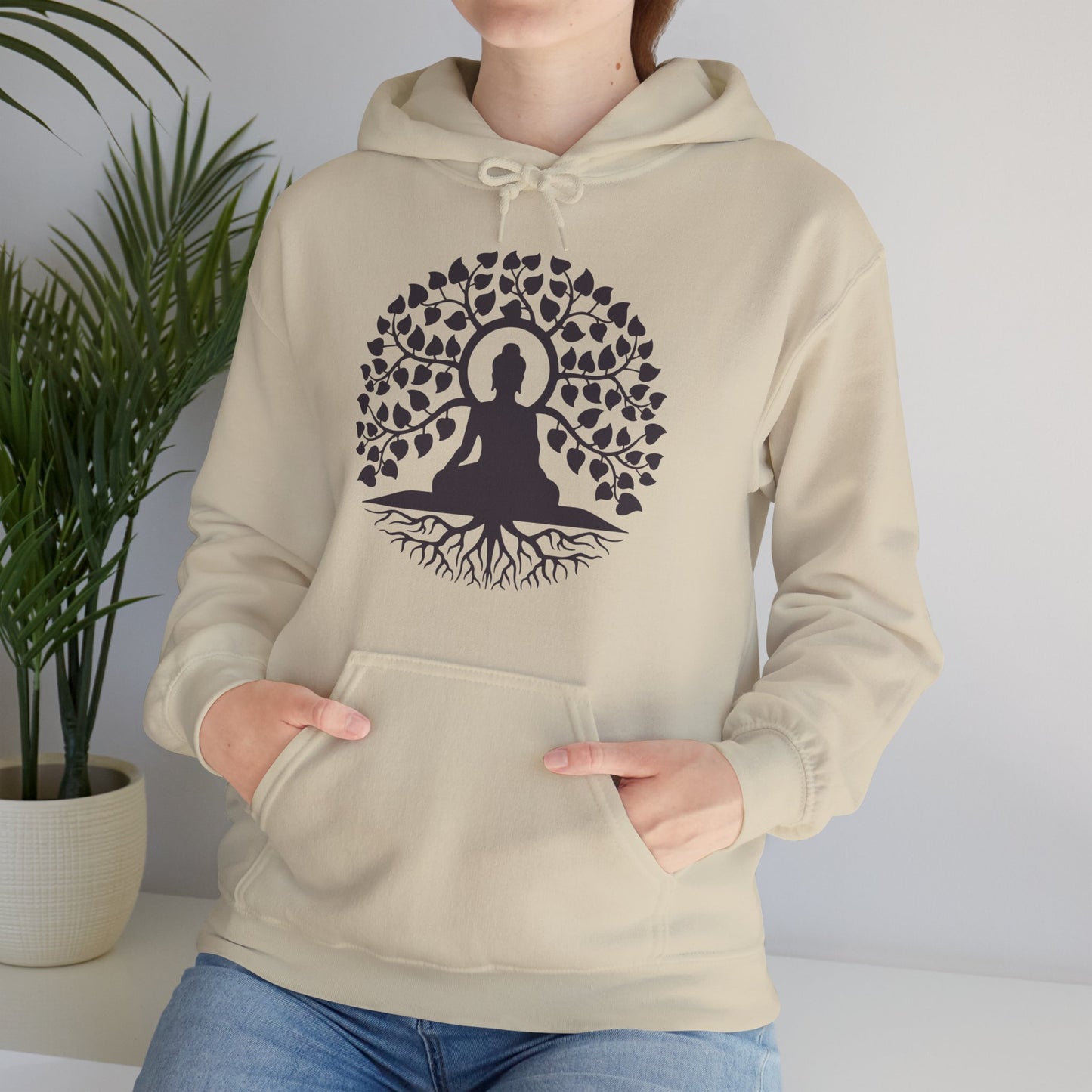 🌱Stillness Hoodie – Buddha Roots & Inner Peace🧘‍♂️🌳✨
