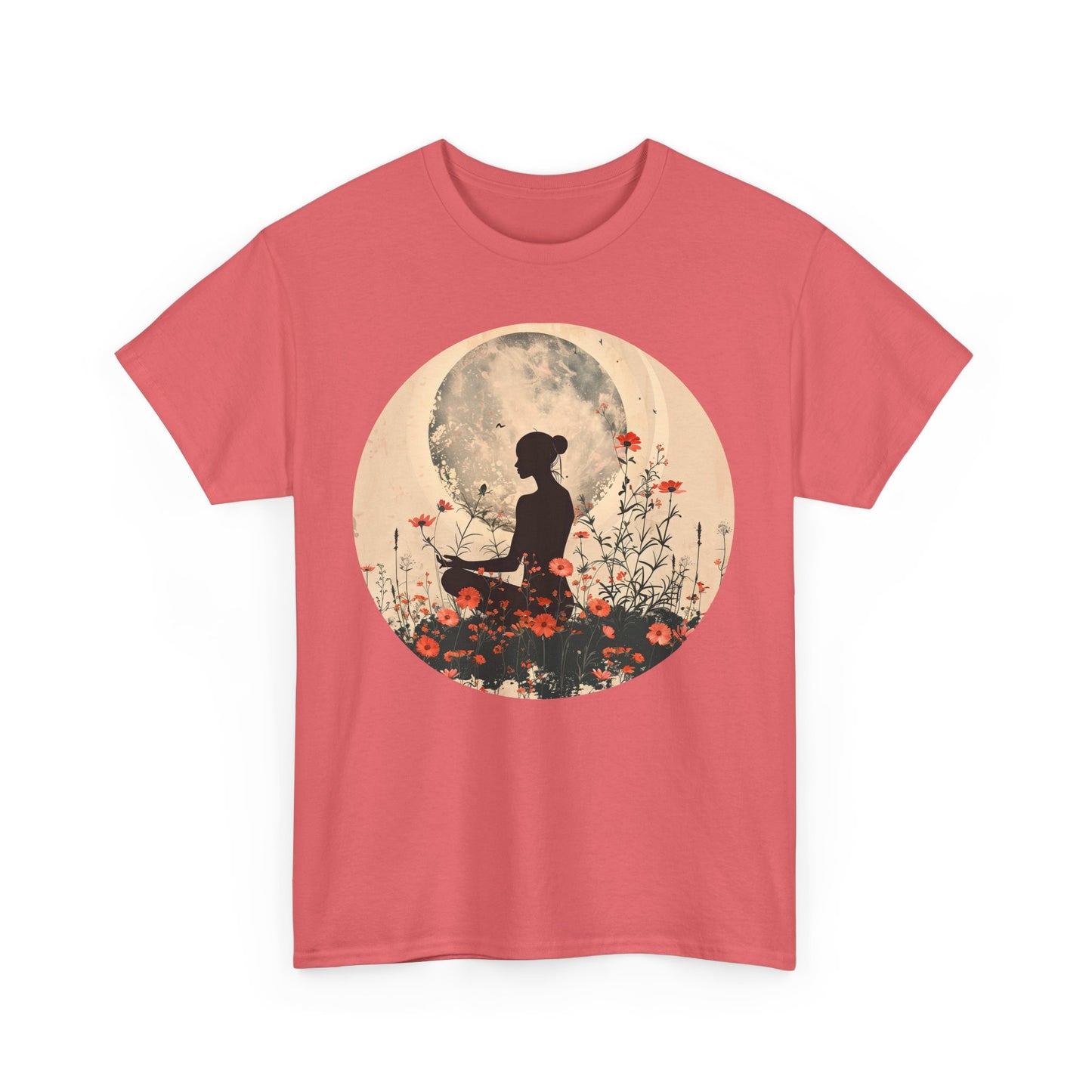 🌕"Moonflower Muse" Heavy Cotton Tee - Where Stillness Blooms