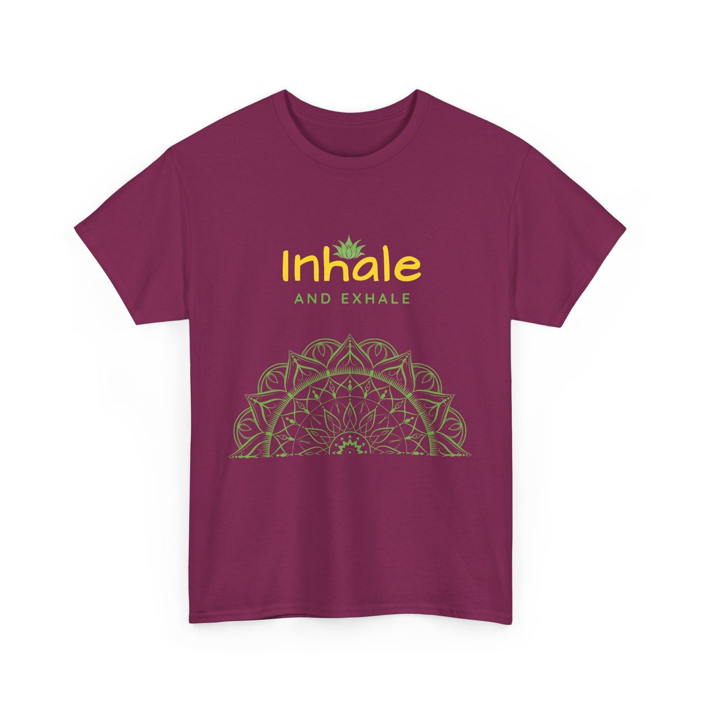 Inhale Exhale Mandala Heavy Cotton Tee - Breathe In Peace, Breathe Out Stress