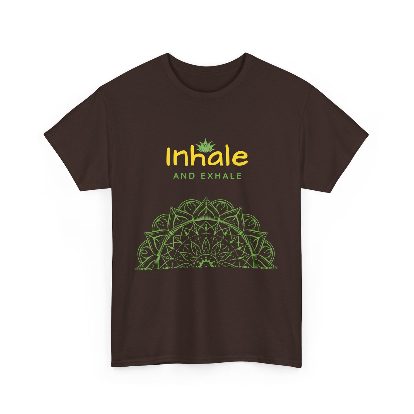 Inhale Exhale Mandala Heavy Cotton Tee - Breathe In Peace, Breathe Out Stress