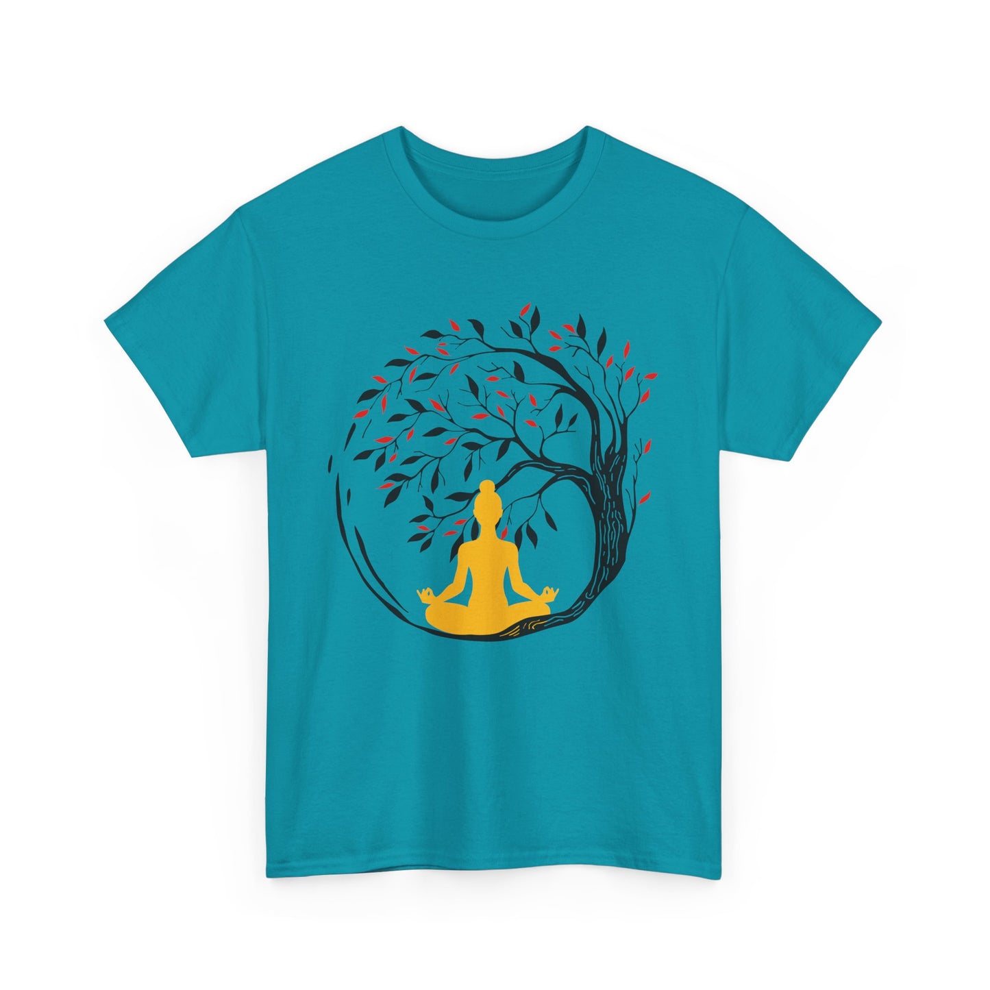 Rooted in Stillness - Meditation Tree Heavy Cotton Tee - Mindfulness Apparel