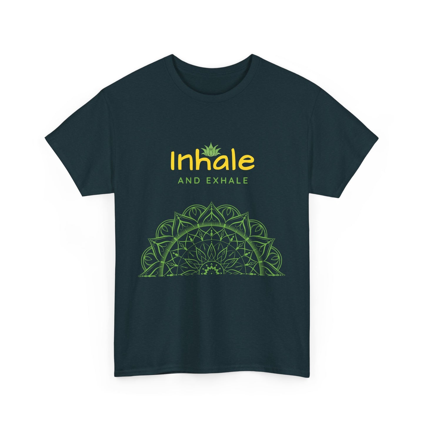 Inhale Exhale Mandala Heavy Cotton Tee - Breathe In Peace, Breathe Out Stress