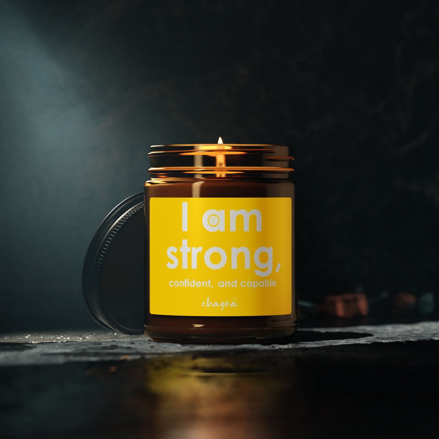 SOLAR PLEXUS CHAQRA Affirmation Candle 9oz. - "I am strong, confident, and capable"- Scented Soy Candle