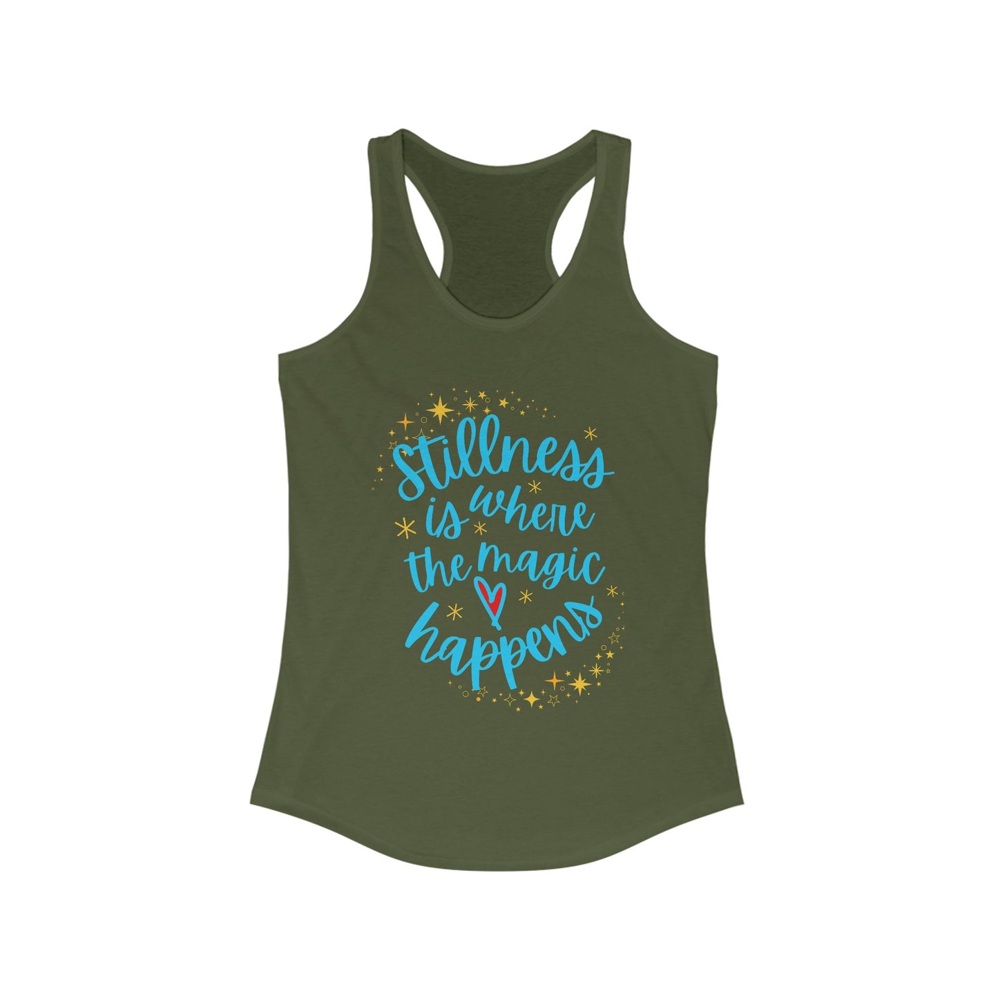 Stillness is Where the Magic Happens - Celestial Affirmation Racerback Tank