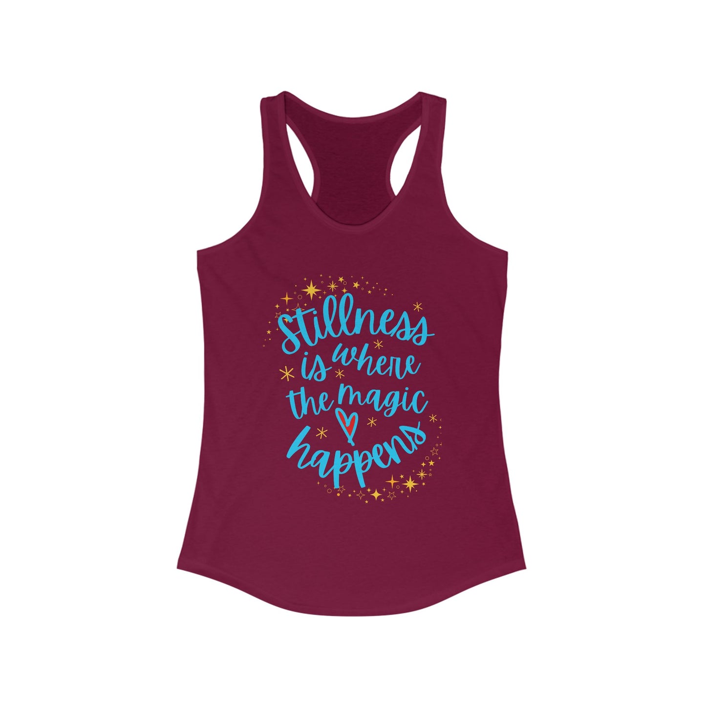 Stillness is Where the Magic Happens - Celestial Affirmation Racerback Tank
