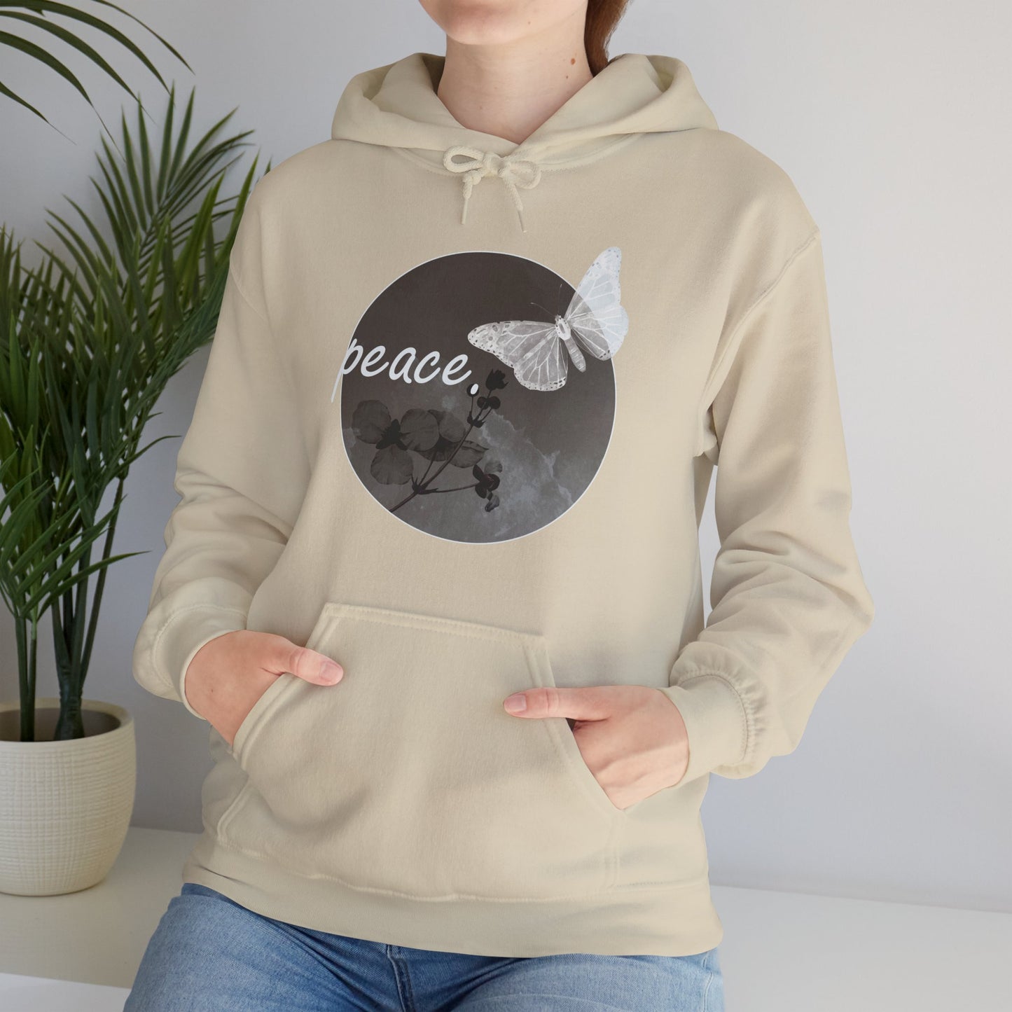 Peace Under the Moon Hoodie 🌙🦋🌸
