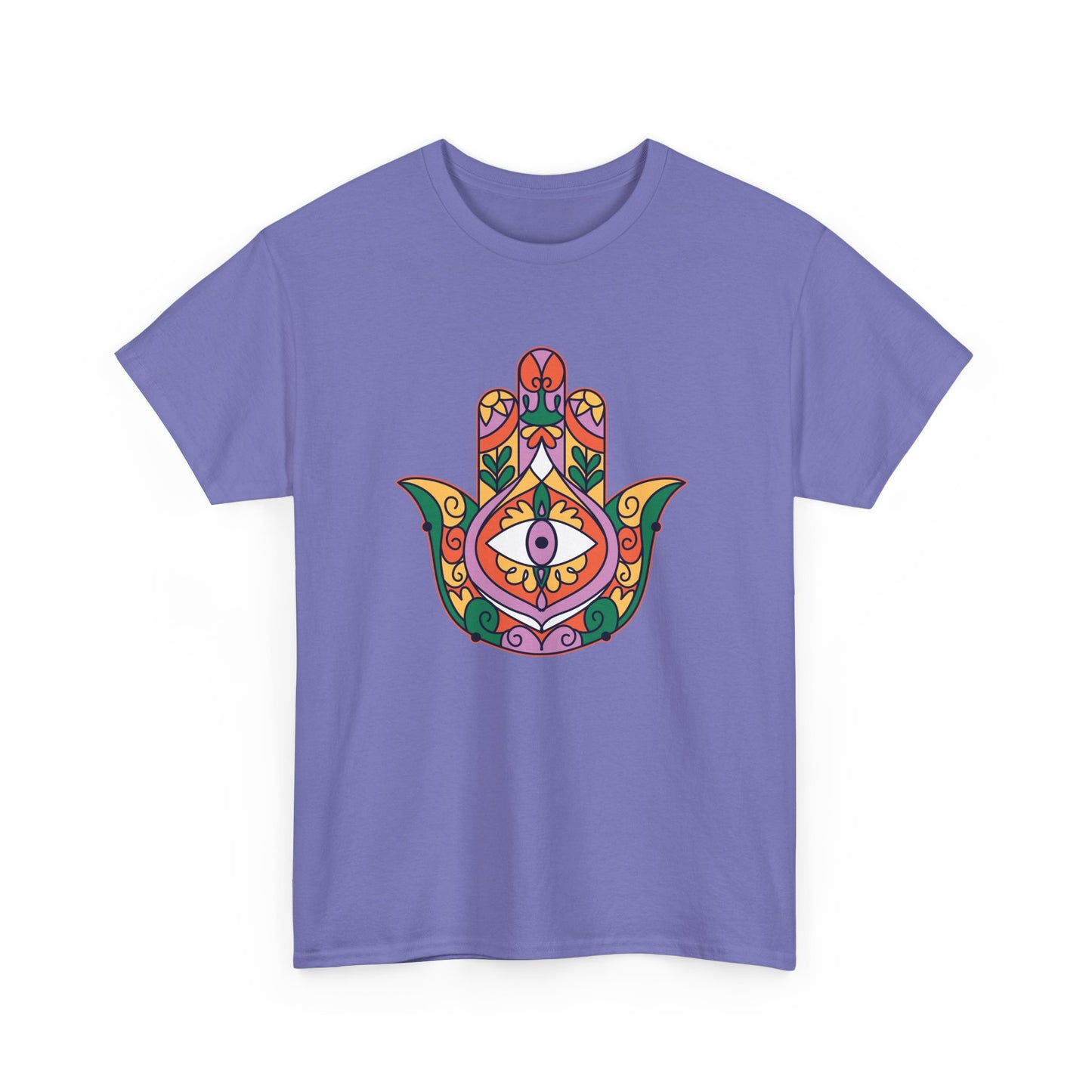 Guardian Spirit Heavy Cotton Tee - Hamsa Hand with Eye