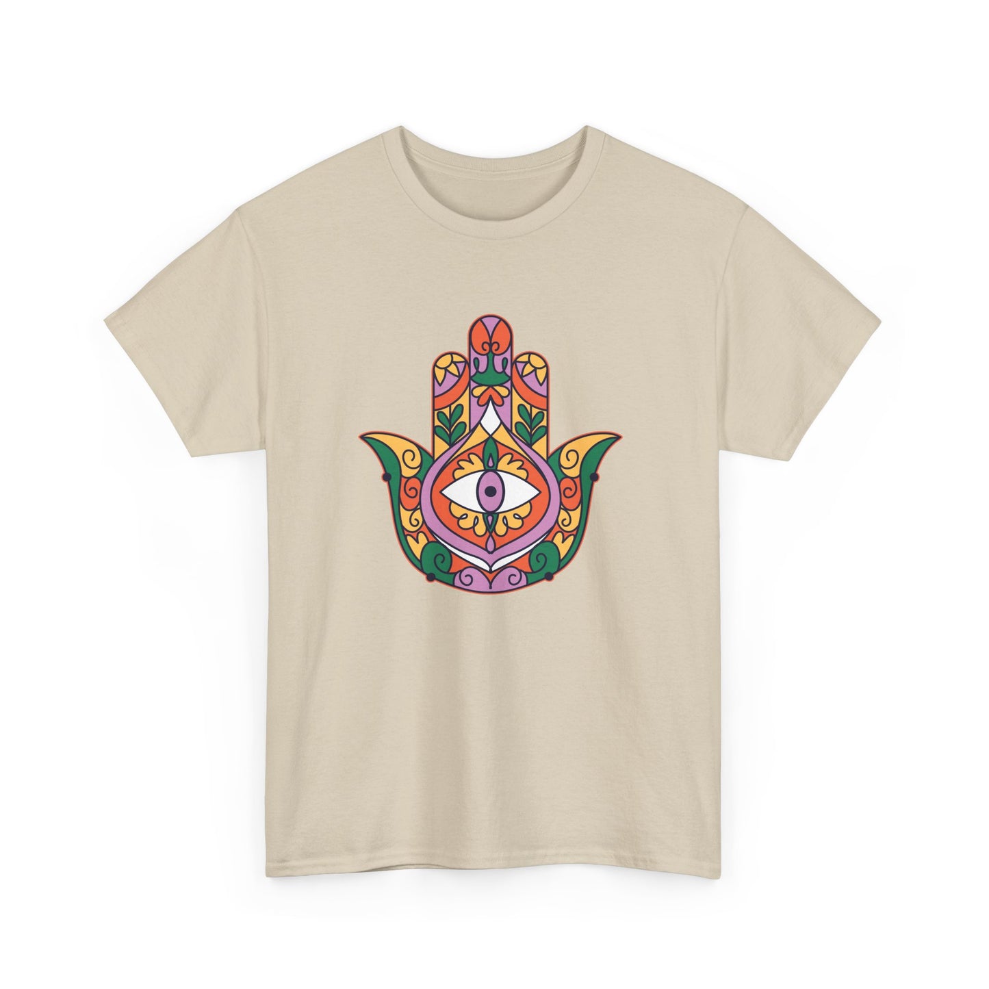 Guardian Spirit Heavy Cotton Tee - Hamsa Hand with Eye