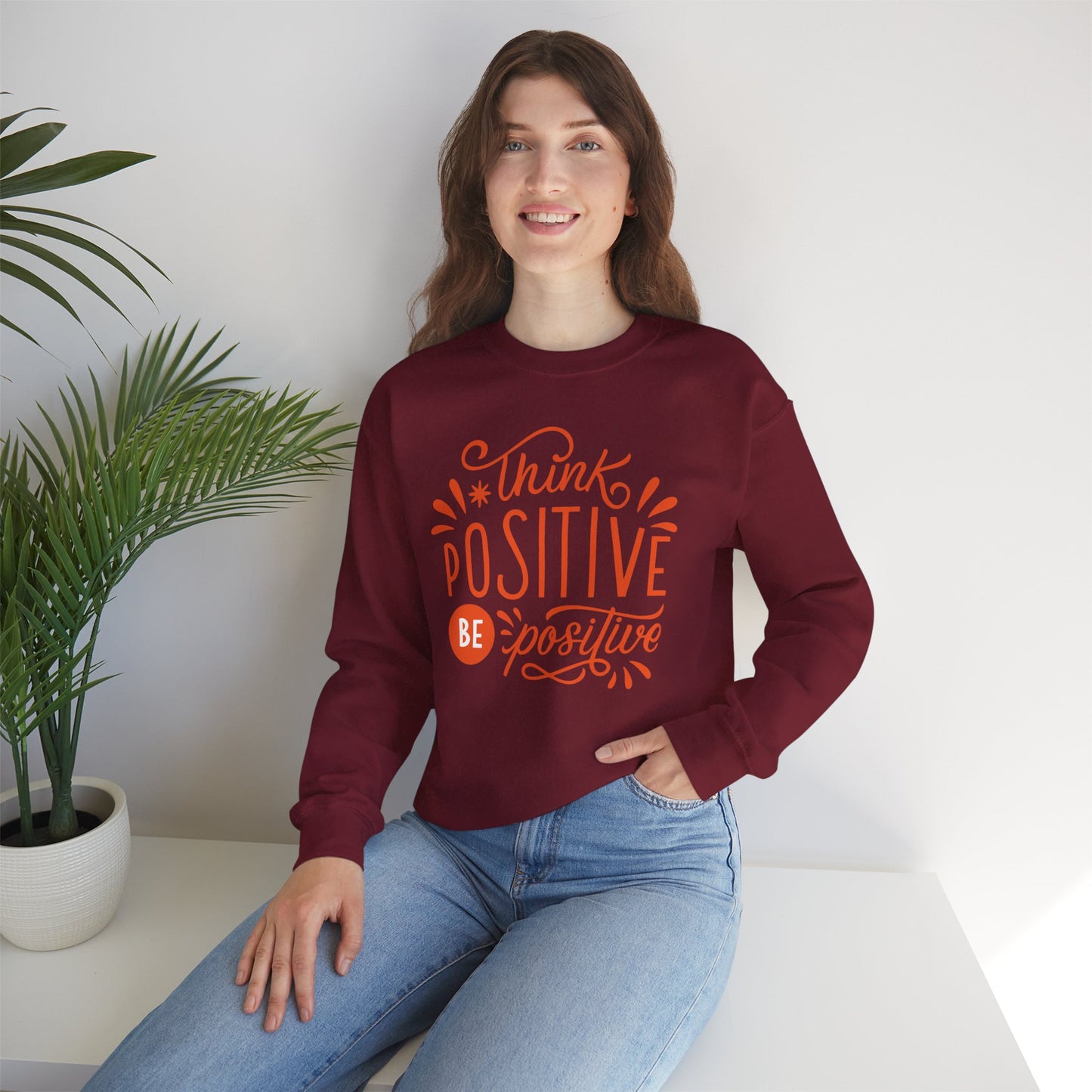 🌼Think Positive, Be Positive - Let Your Energy Bloom Crewneck Sweatshirt