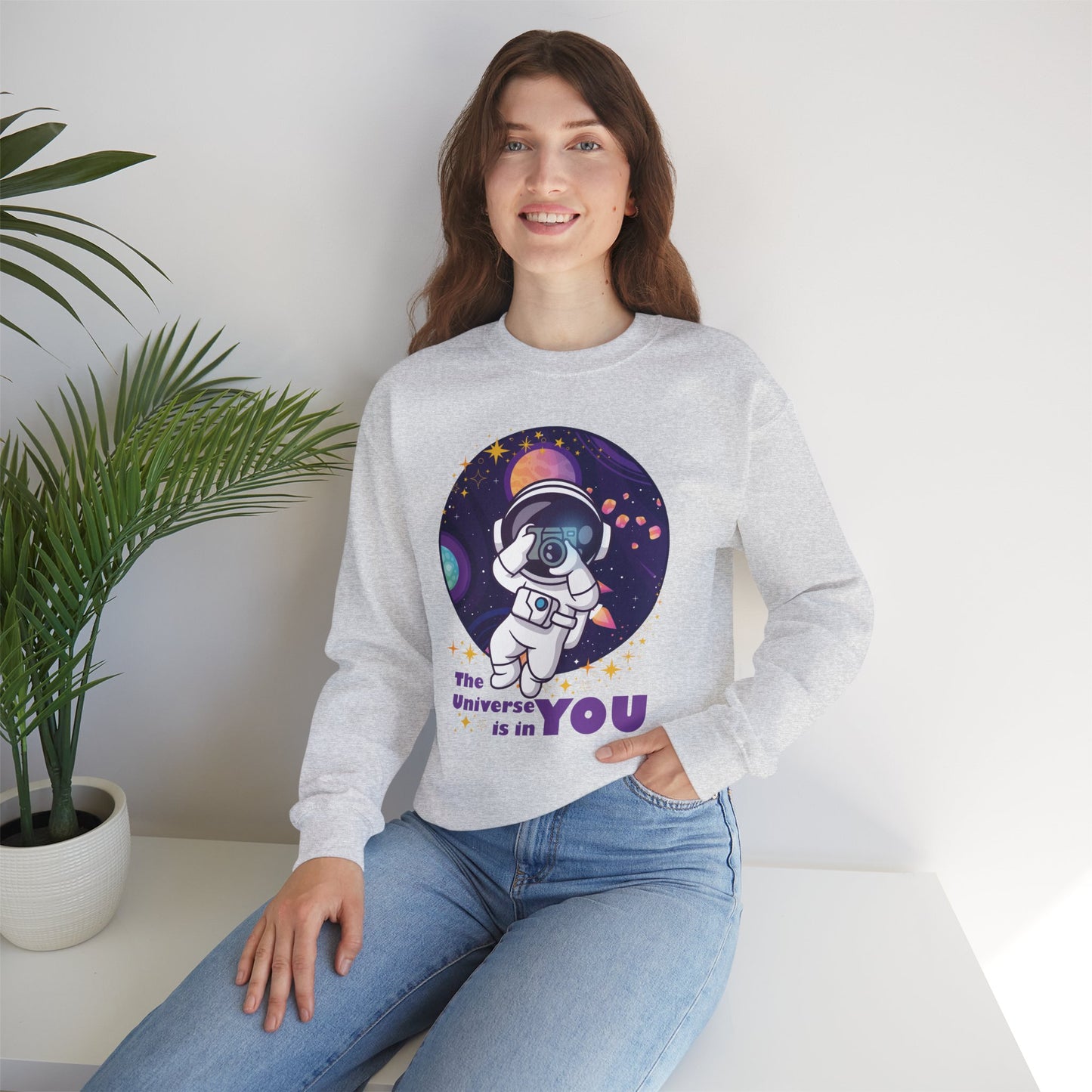 🌌"The Universe Is In YOU" Cosmic Camera📷 Crewneck Sweatshirt