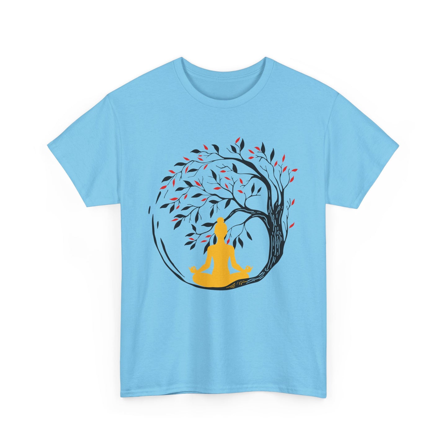 Rooted in Stillness - Meditation Tree Heavy Cotton Tee - Mindfulness Apparel
