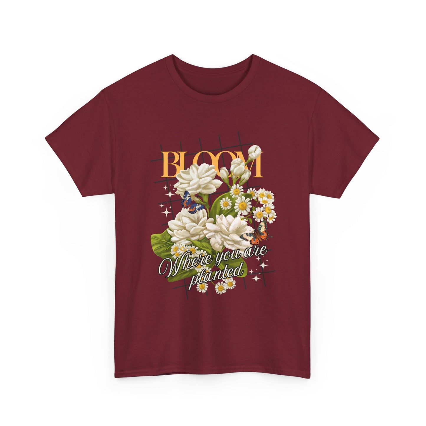 🌼Bloom Soulfully Heavy Cotton Tee - Rooted in Grace, Blossoming in Truth