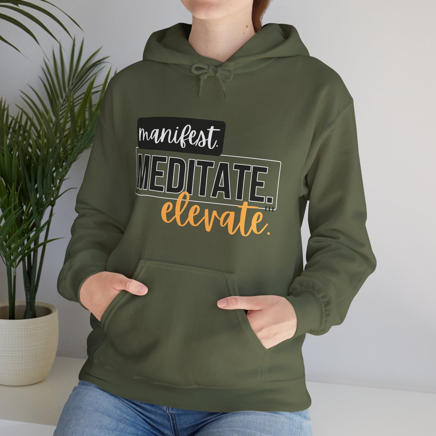✨Manifest. Meditate. Elevate. Hoodie – A Wearable Mantra for Mindful Living🌿