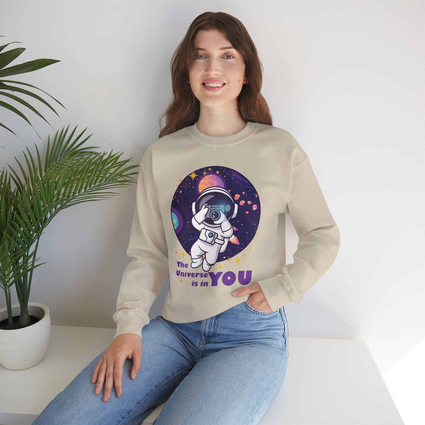 🌌"The Universe Is In YOU" Cosmic Camera📷 Crewneck Sweatshirt