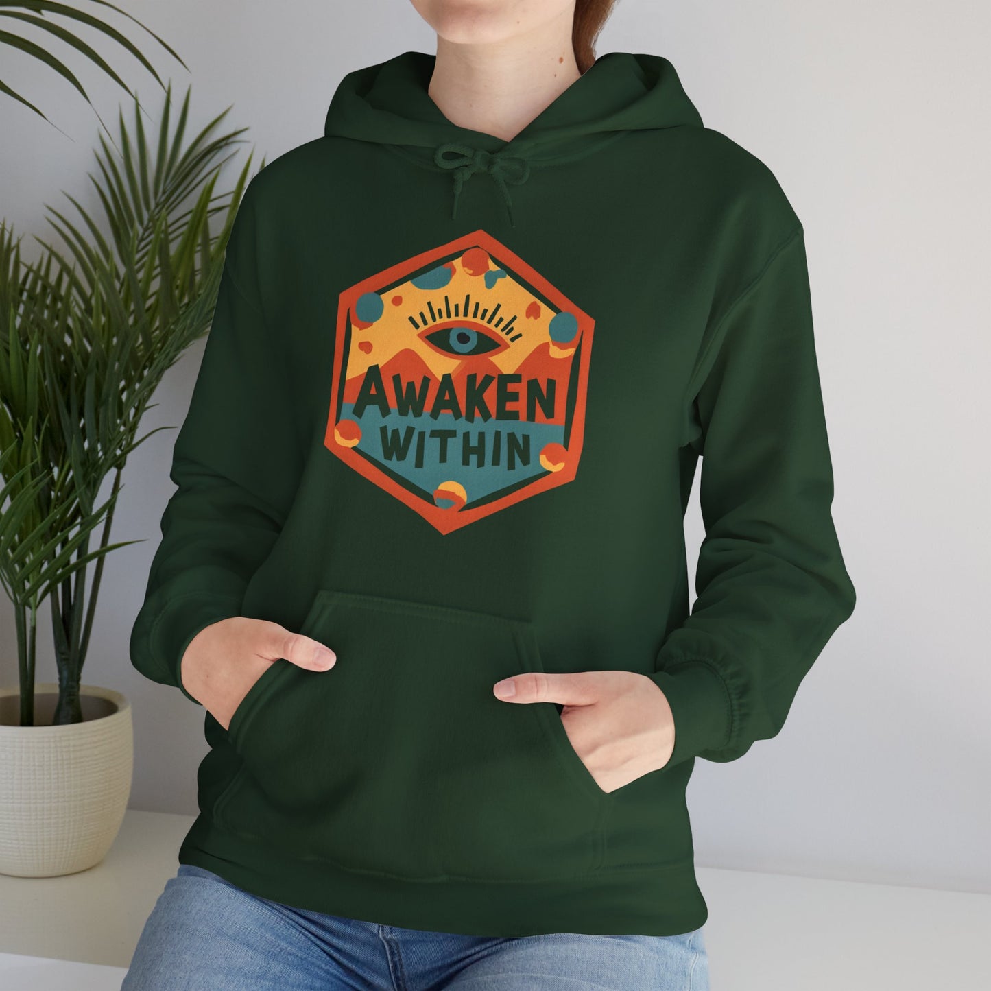 👁️Awaken Within Hoodie – Third Eye Geometric Design | Spiritual Awakening Vibes🌀✨
