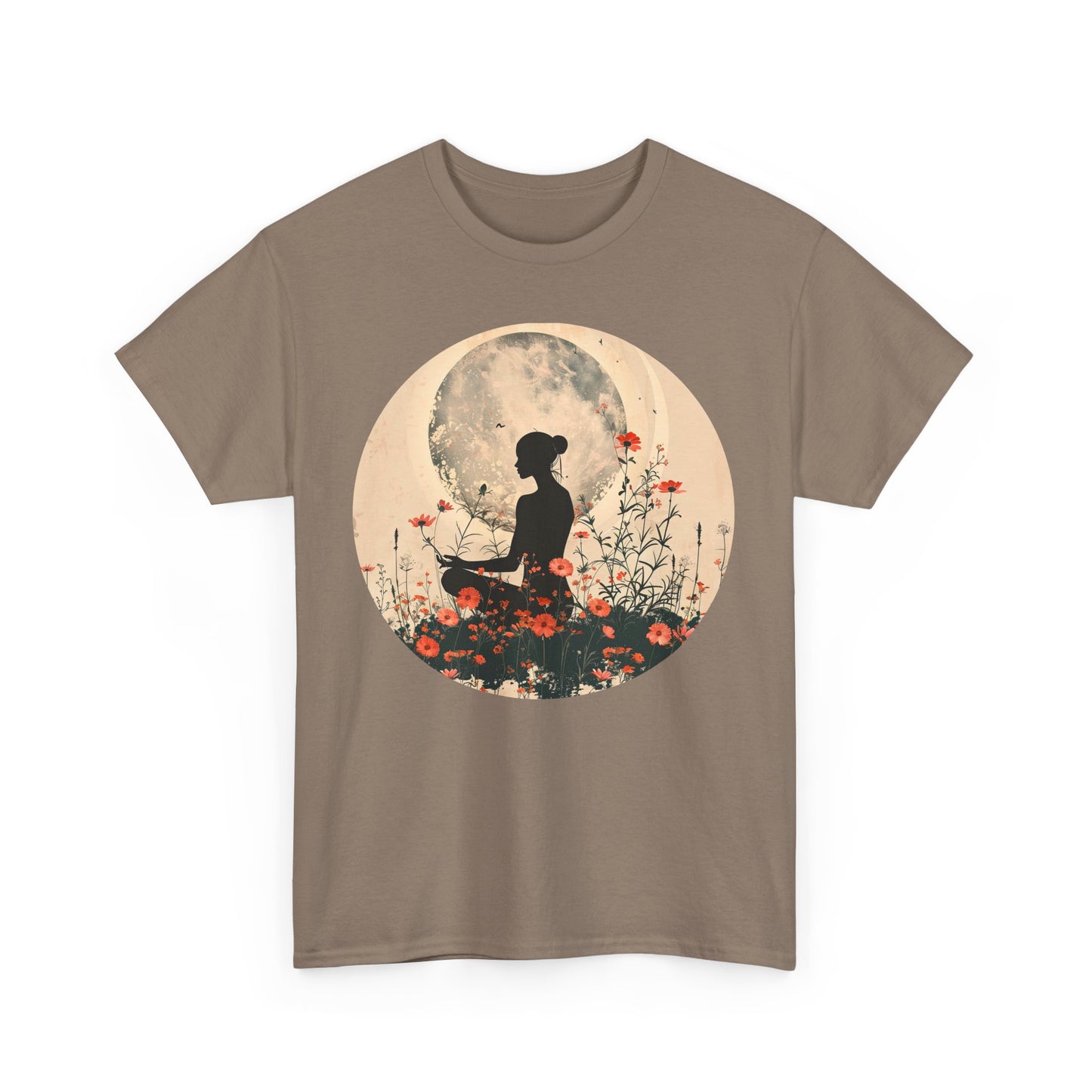 🌕"Moonflower Muse" Heavy Cotton Tee - Where Stillness Blooms