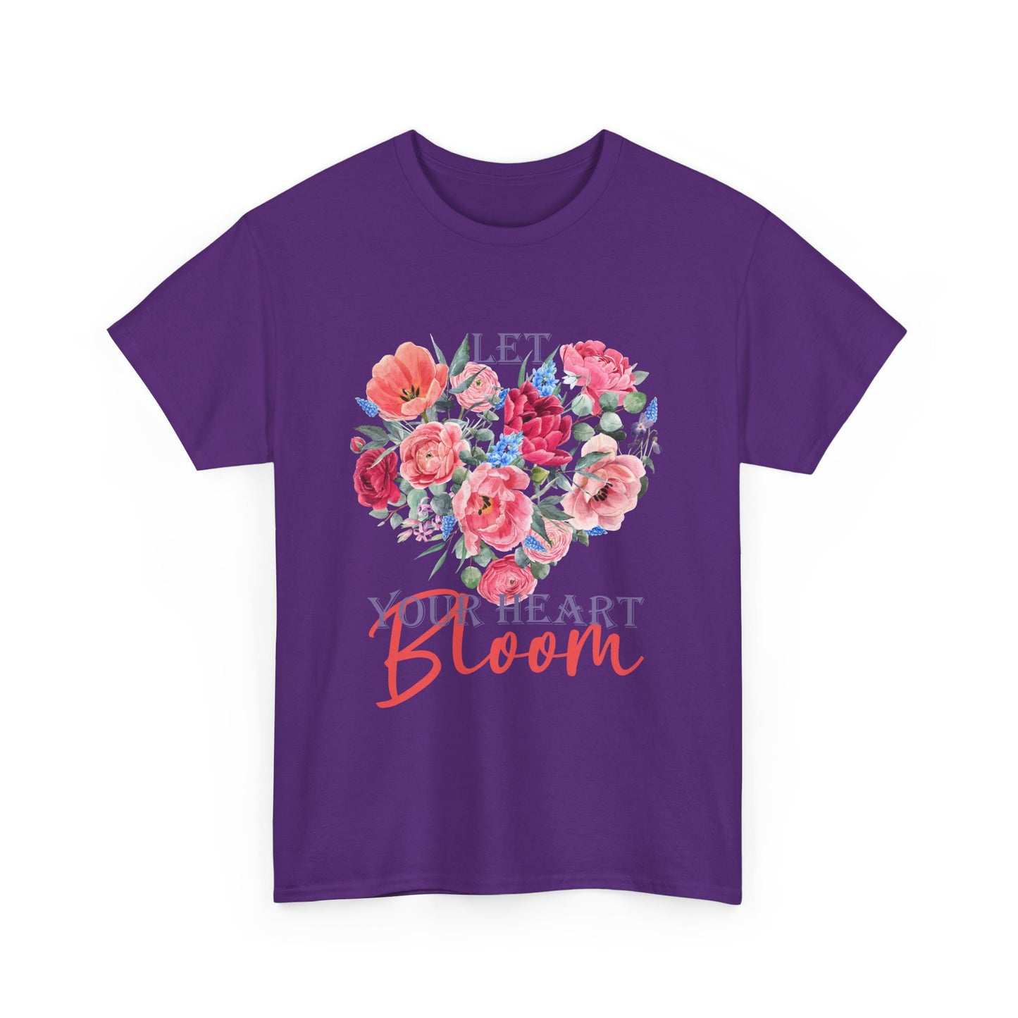 "Let Your Heart Bloom" - Floral & Love Heavy Cotton Tee