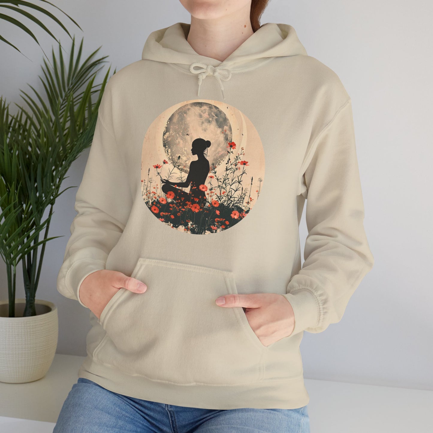 🌕Moonlit Meditation Hoodie – Divine Feminine Stillness & Strength✨🌹🧘🏾‍♀️