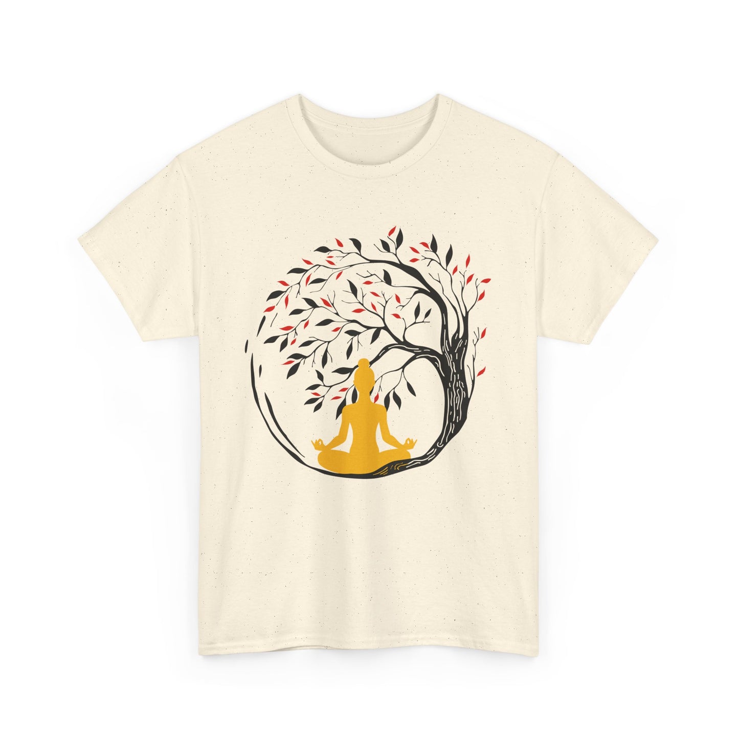 Rooted in Stillness - Meditation Tree Heavy Cotton Tee - Mindfulness Apparel