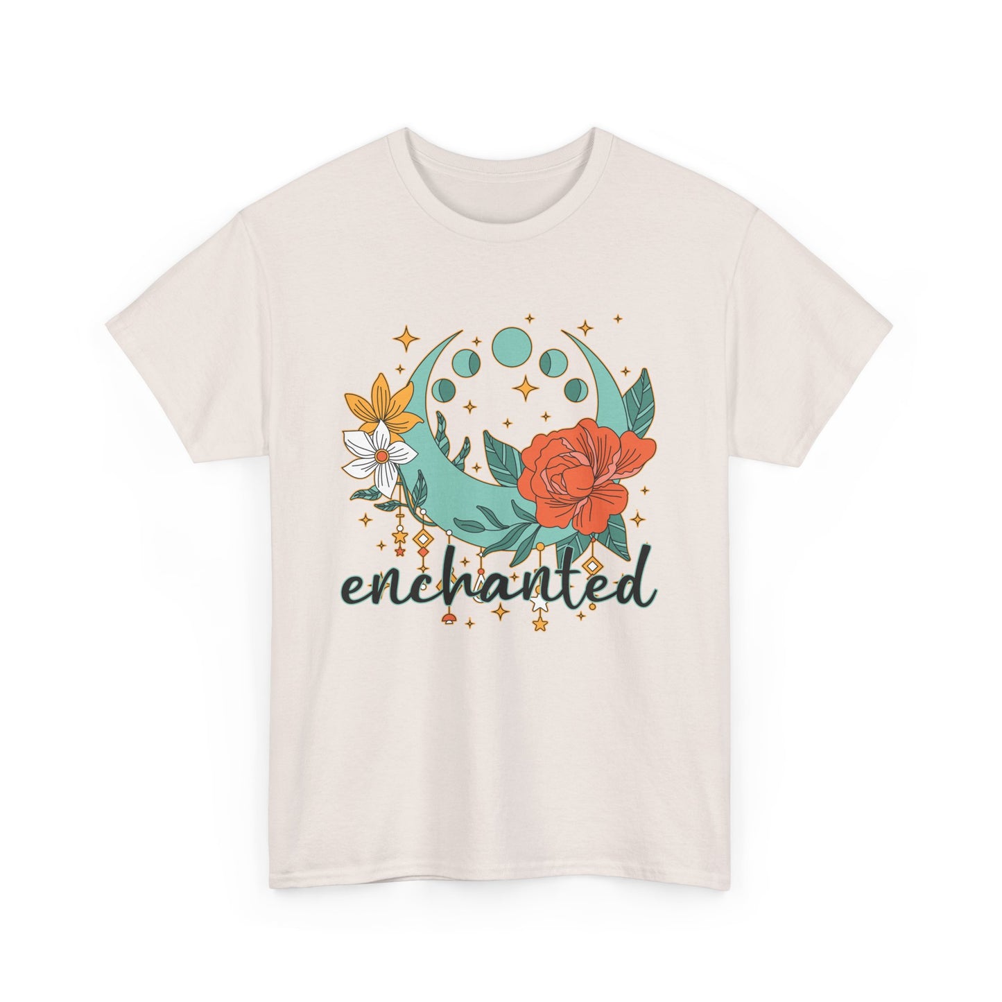 Enchanted Moon Phases Heavy Cotton Tee - Boho Magic in Motion