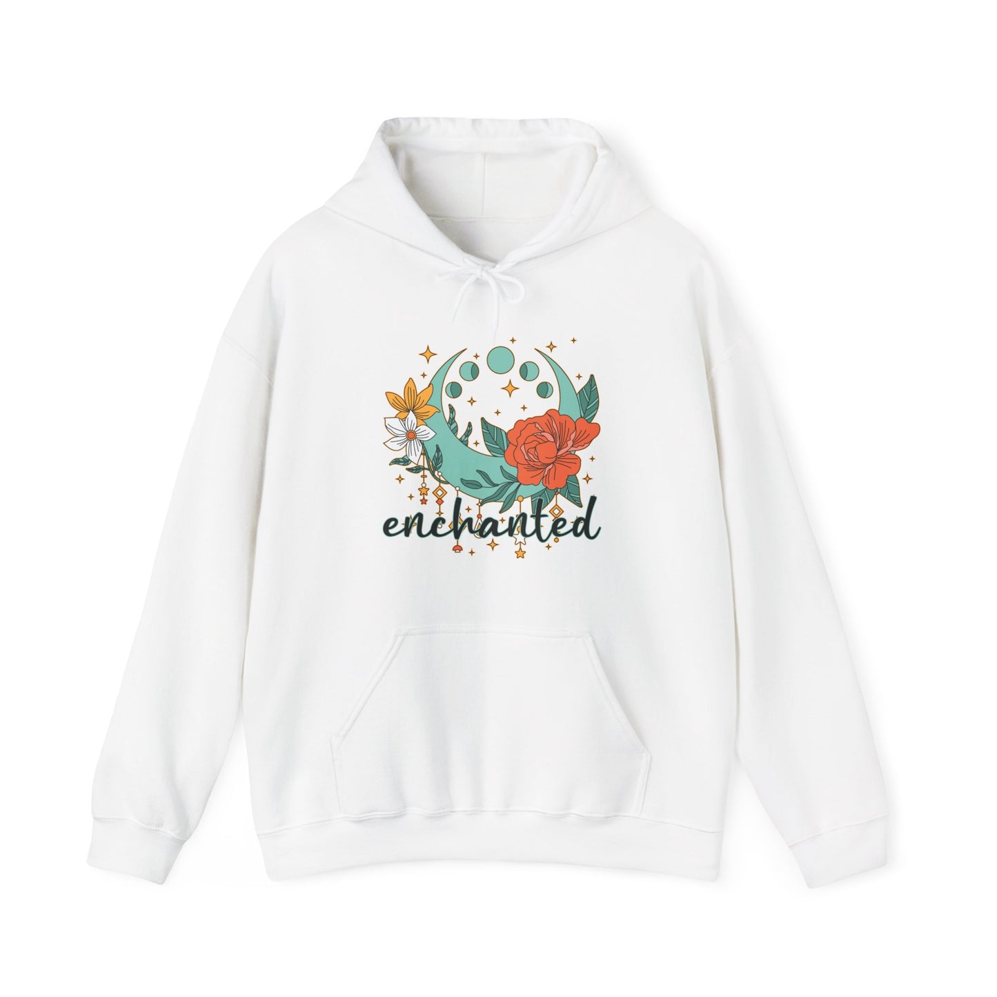 🌙Enchanted Hoodie🌸🌕 | Crescent Moon Phases & Boho Blossoms