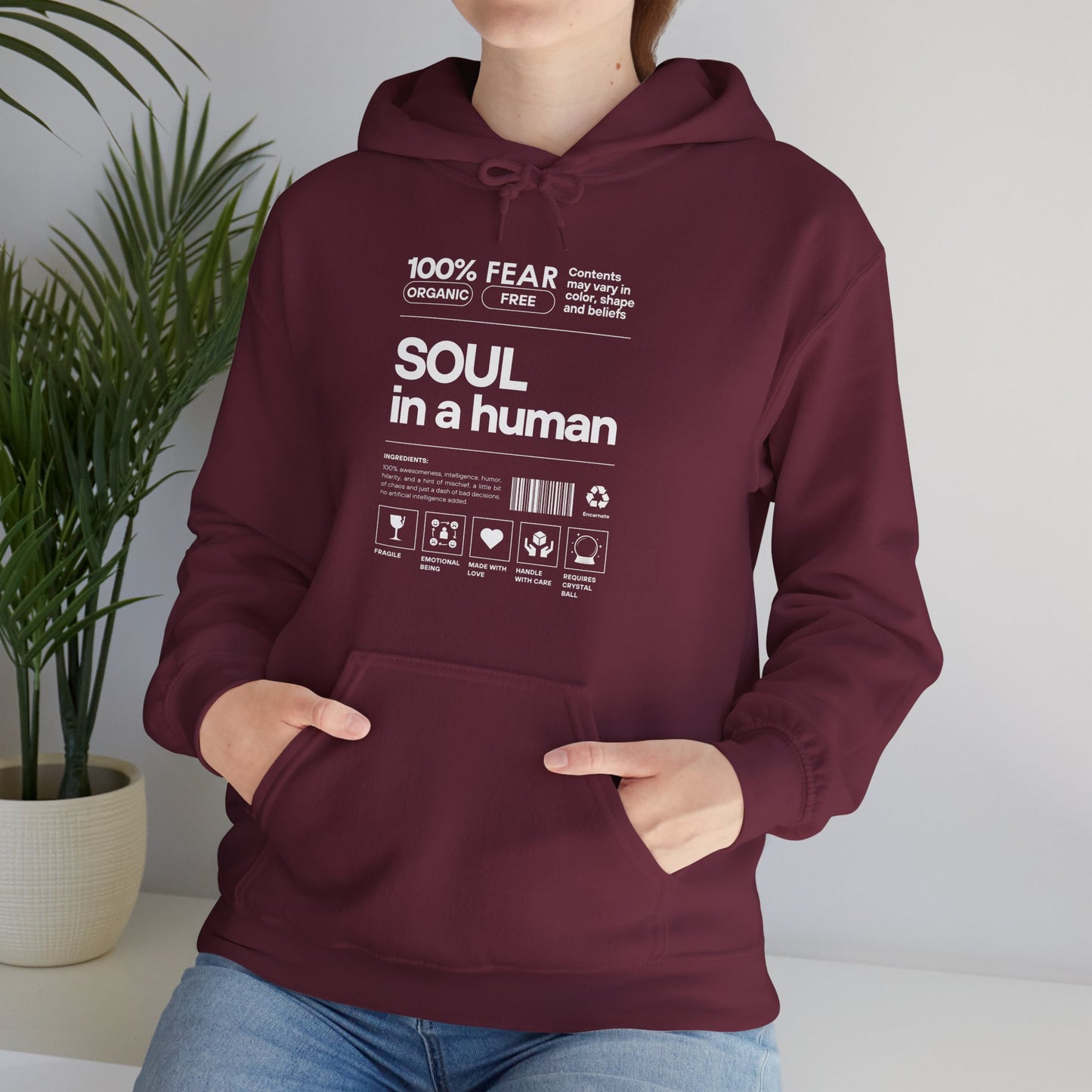 🌿Soul in a Human – Nutrition Facts Hoodie💫✨
