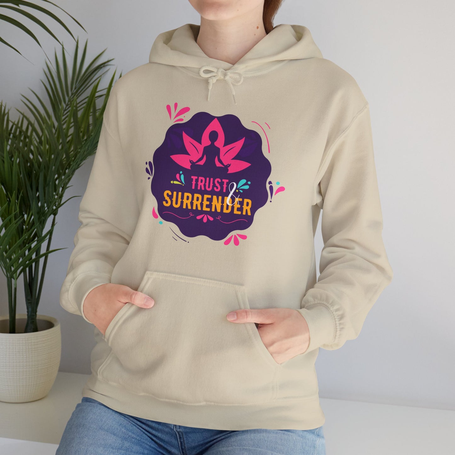 Lotus Flow “Trust & Surrender” Hoodie – Meditative Comfort with Sacred Intention 🌸🧘‍♀️✨