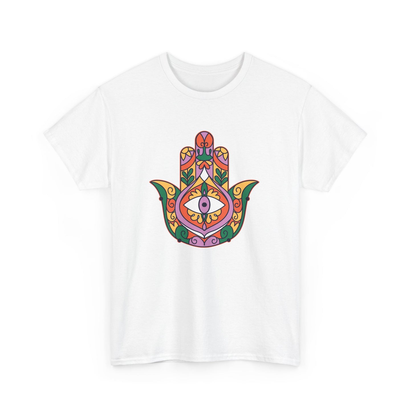 Guardian Spirit Heavy Cotton Tee - Hamsa Hand with Eye